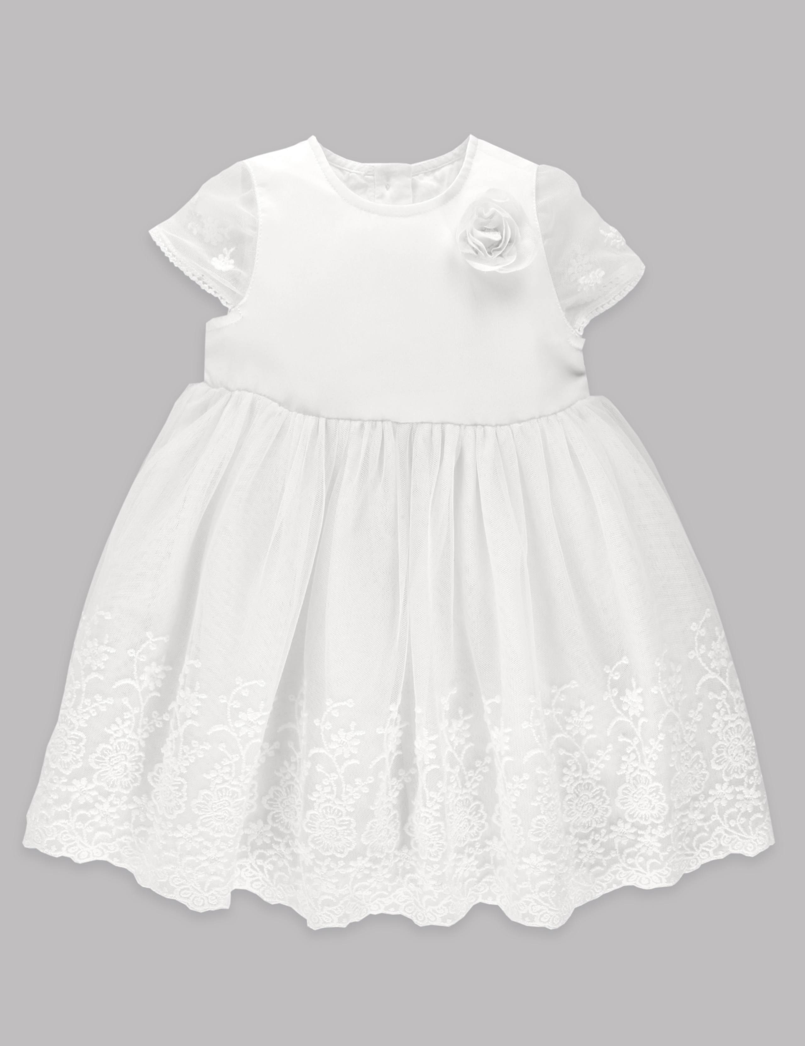 Embroidered Lace Christening Baby Dress 1 of 5