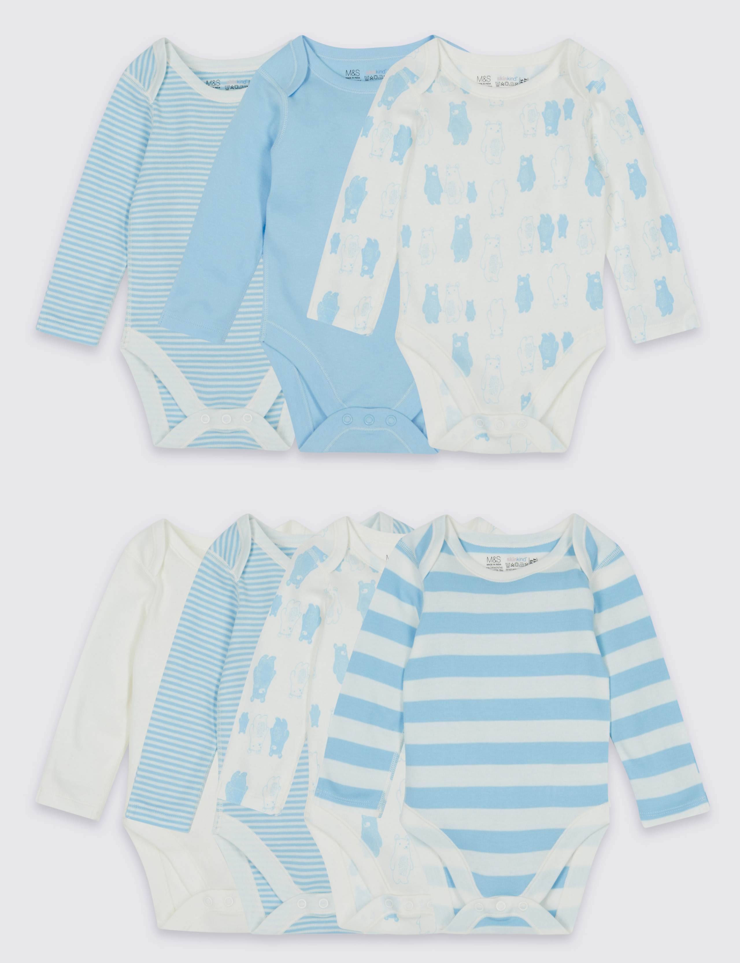 7 Pack Boys Bear Skin Kind™ Long Sleeve Bodysuits 1 of 7