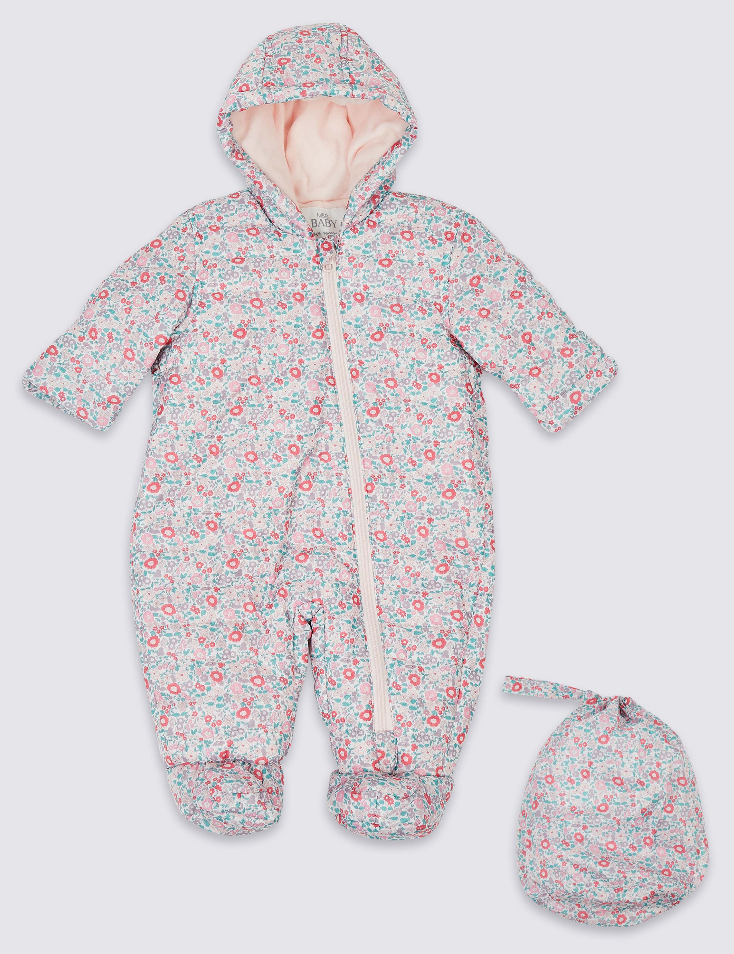 Floral Print Packaway Puffer Snowsuit 1 of 6