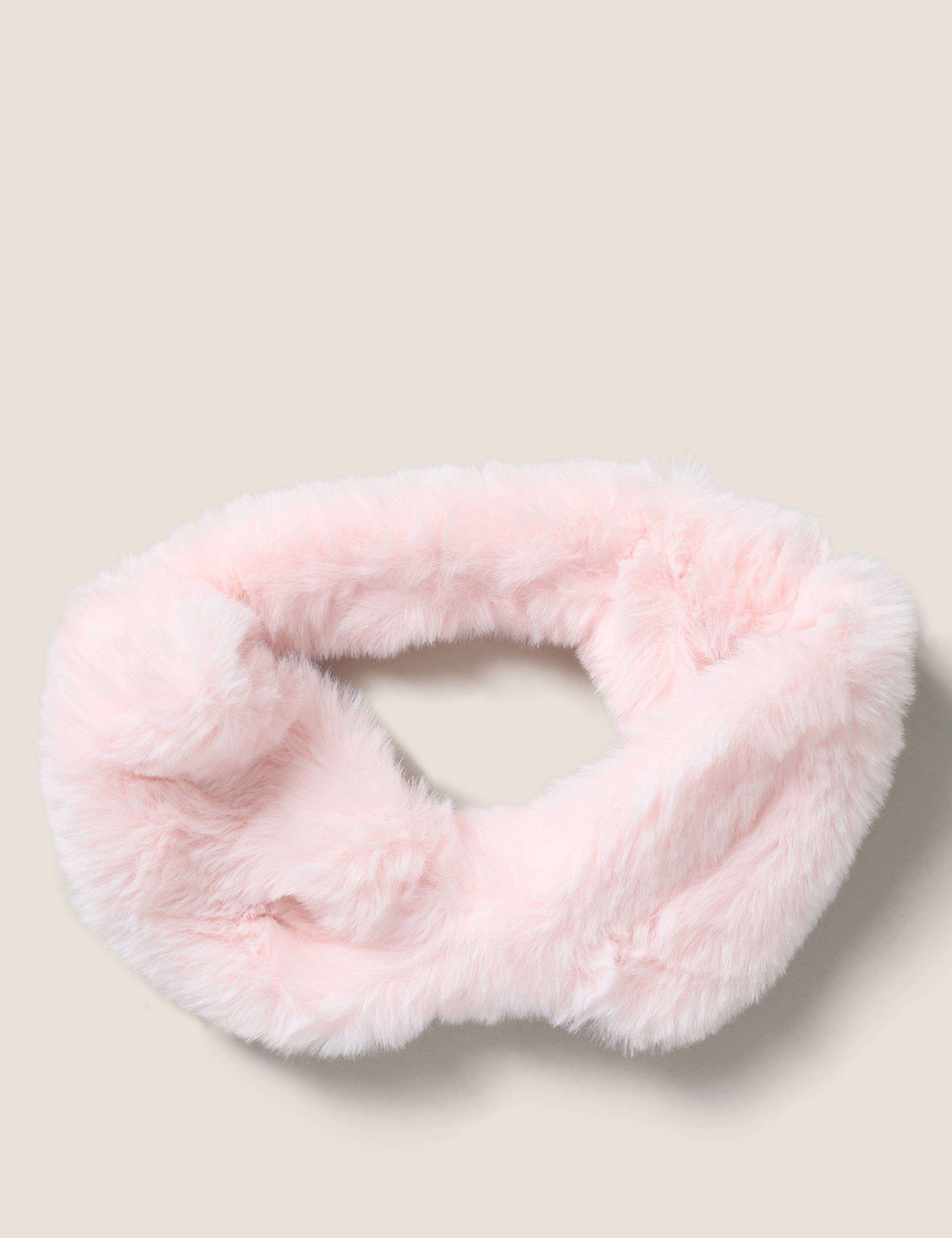 Kids' Pink Faux Fur Bow Bandeau 1 of 2