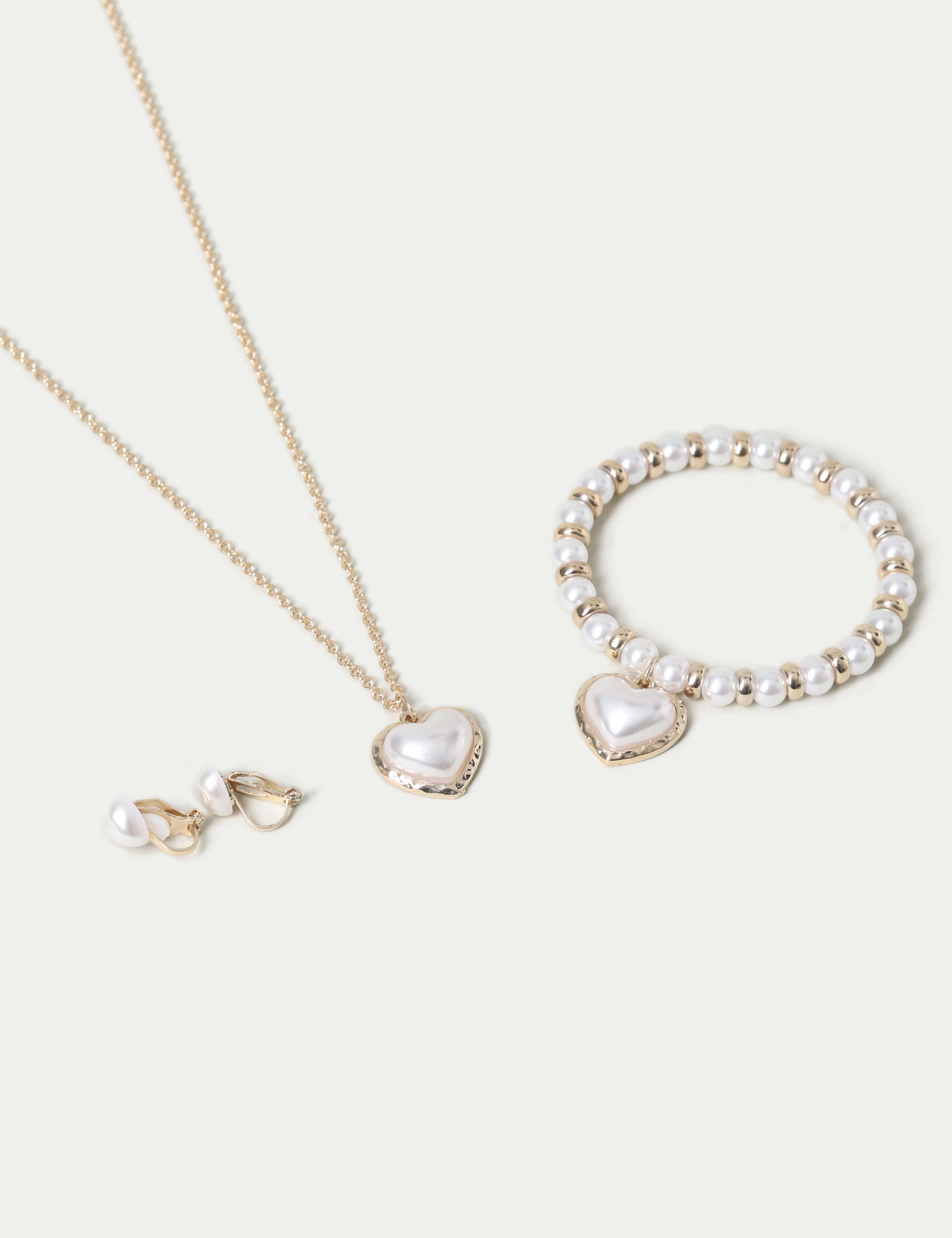 Gold and Pearl Effect Necklace and Bracelet Set 2 of 2