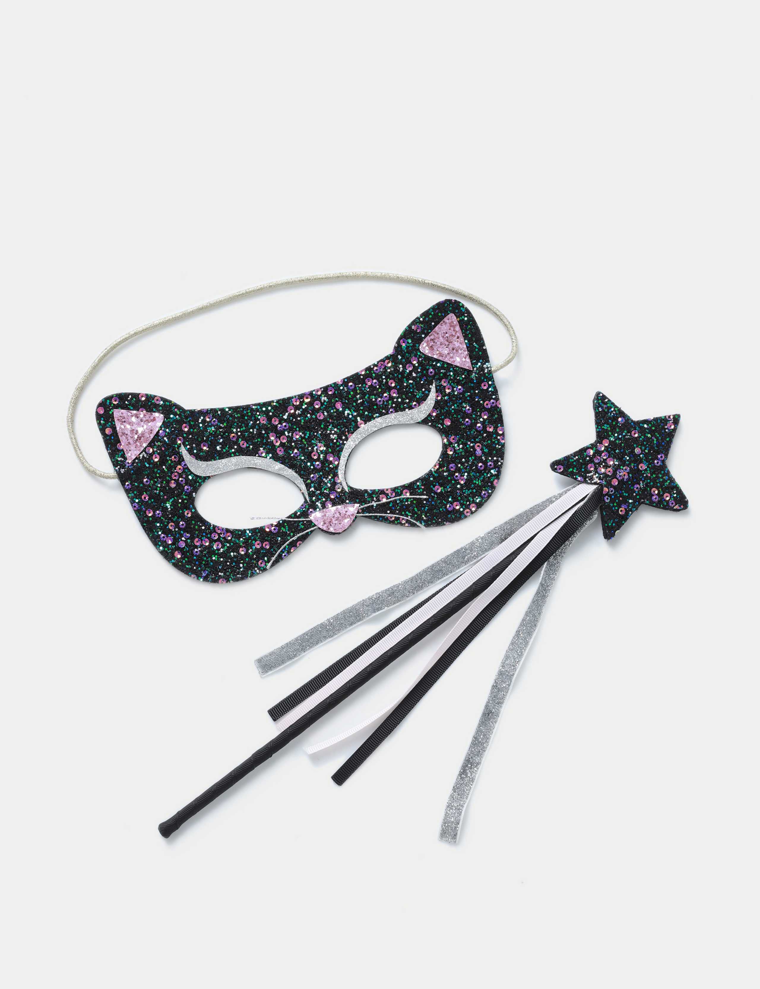 Halloween Glitter Cat Mask & Wand Set 1 of 2
