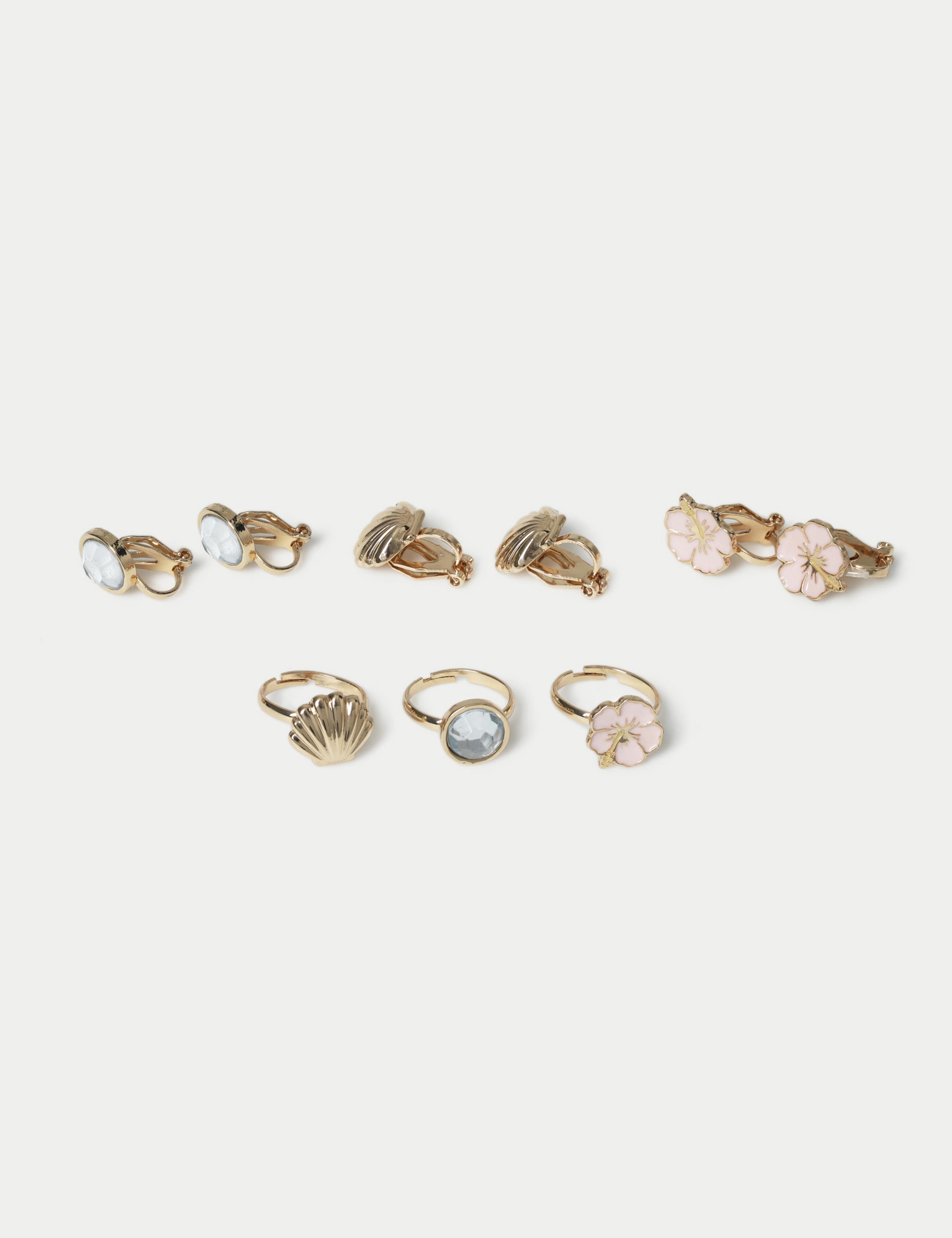 Shell and Flower Earring & Ring Set 2 of 3