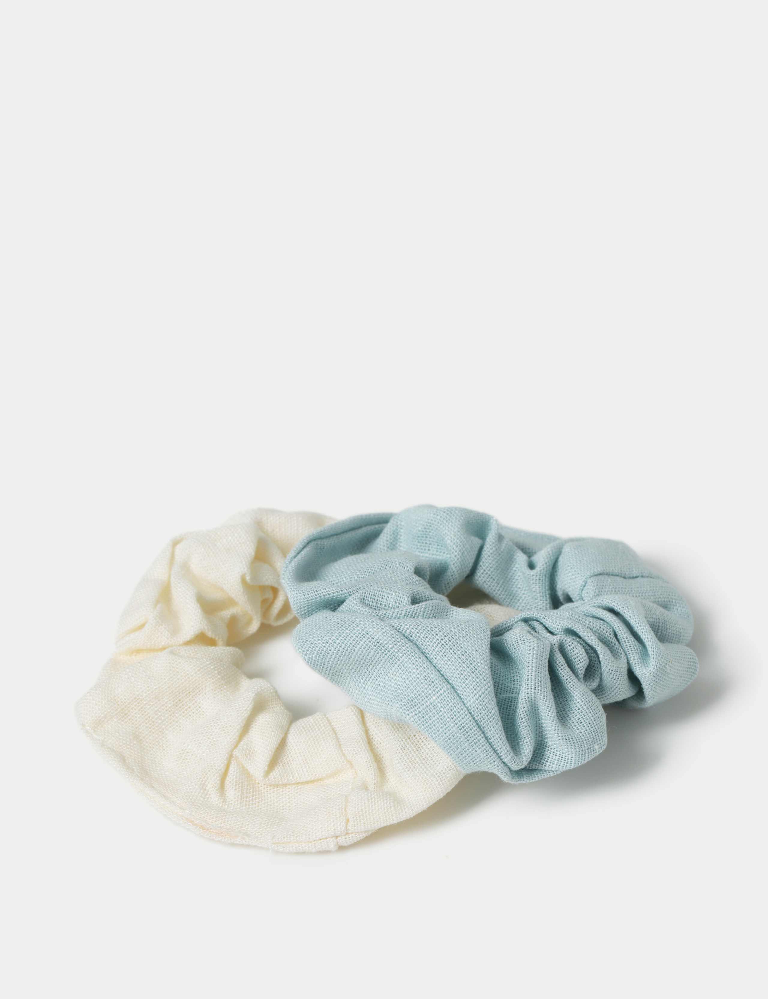 2 Pack Blue and Beige Scrunchie 2 of 2