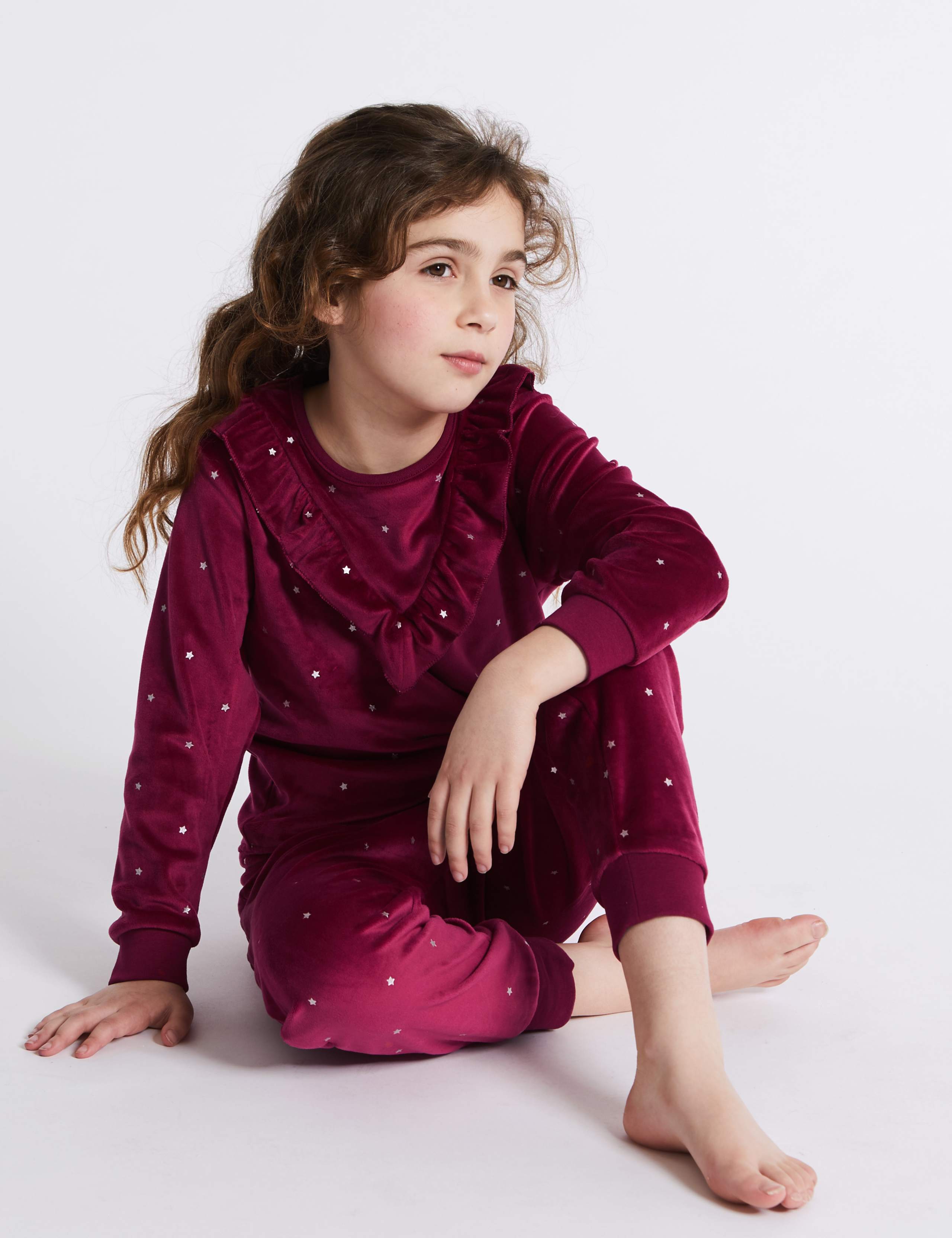 Ruffle Velour Pyjamas (3-16 Years) 1 of 3