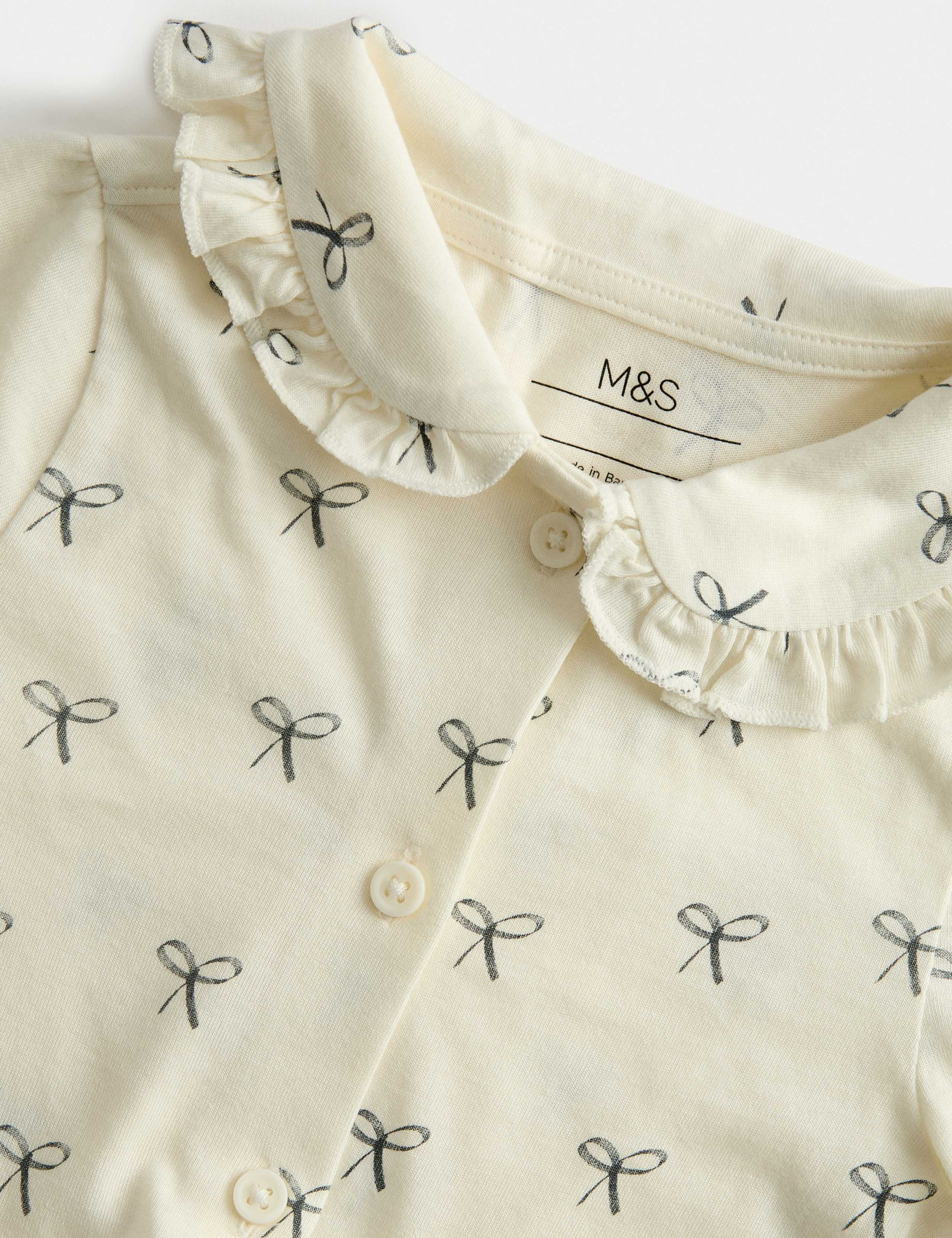 Cotton & Modal Bow Print Pyjamas (12 Mths-8 Yrs) 3 of 3