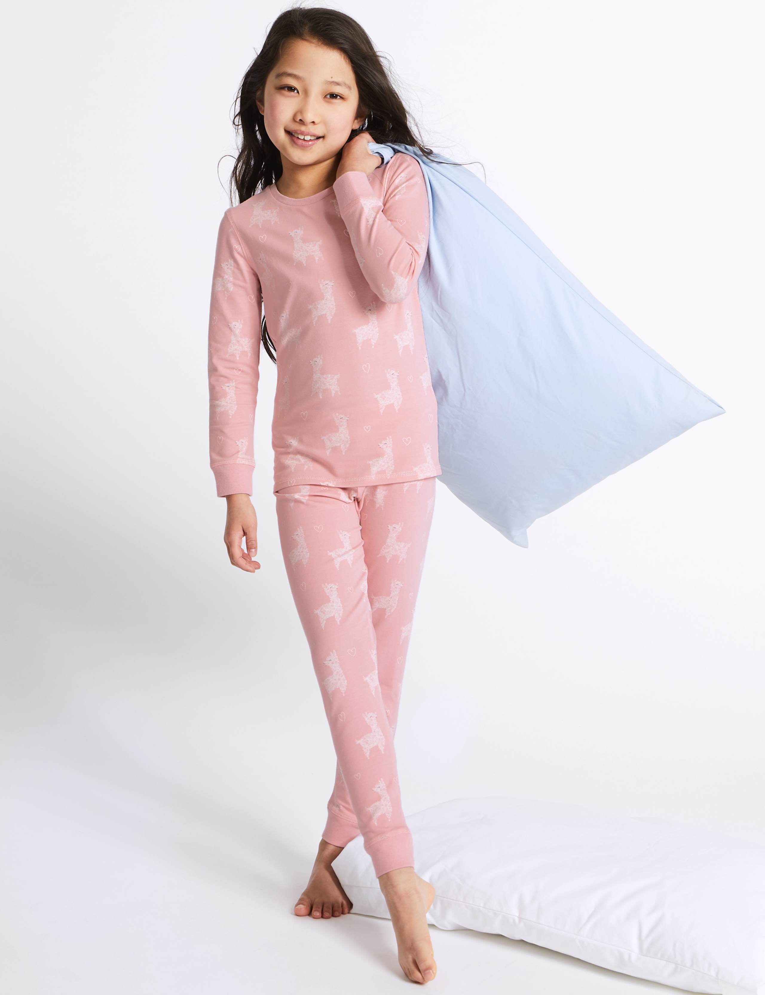 Cotton Llama Pyjamas with Stretch (3-16 Years) 1 of 4