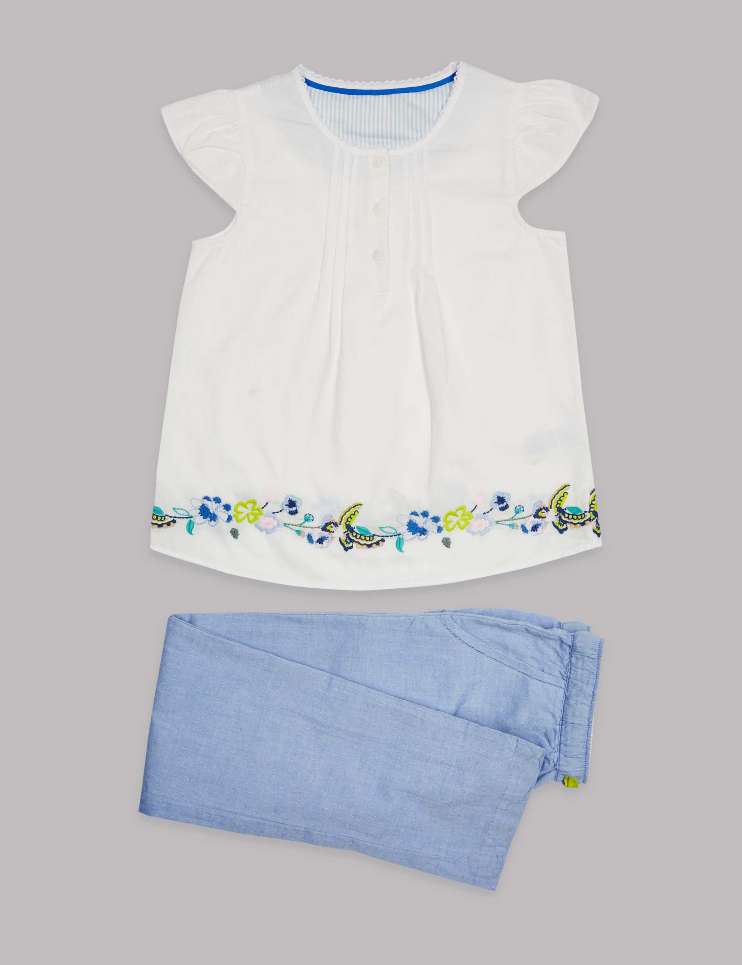 Pure Cotton Embroidered Pyjamas (1-16 Years) 2 of 6