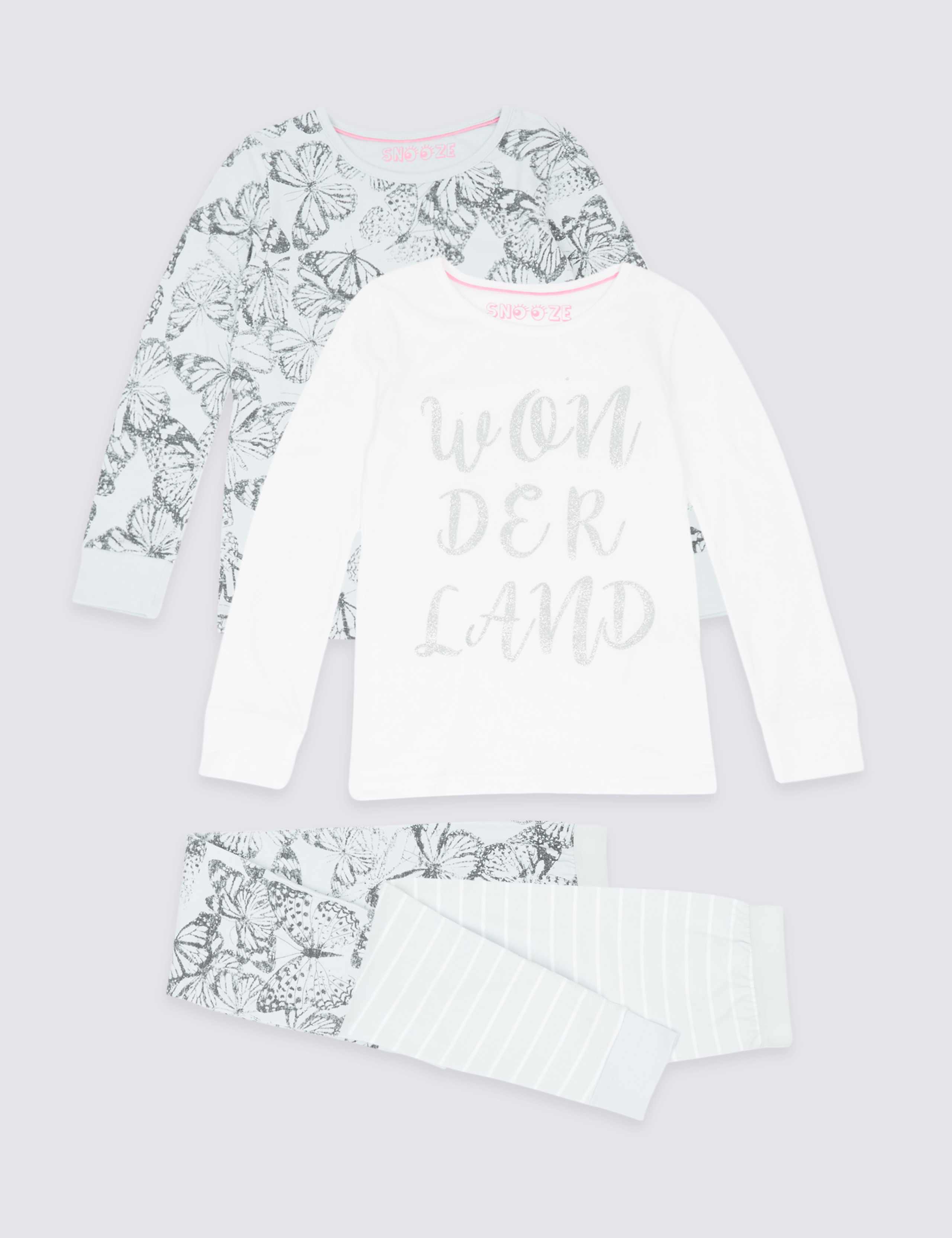 2 Pack Cotton Pyjamas with Stretch (3-16 Years) 1 of 6