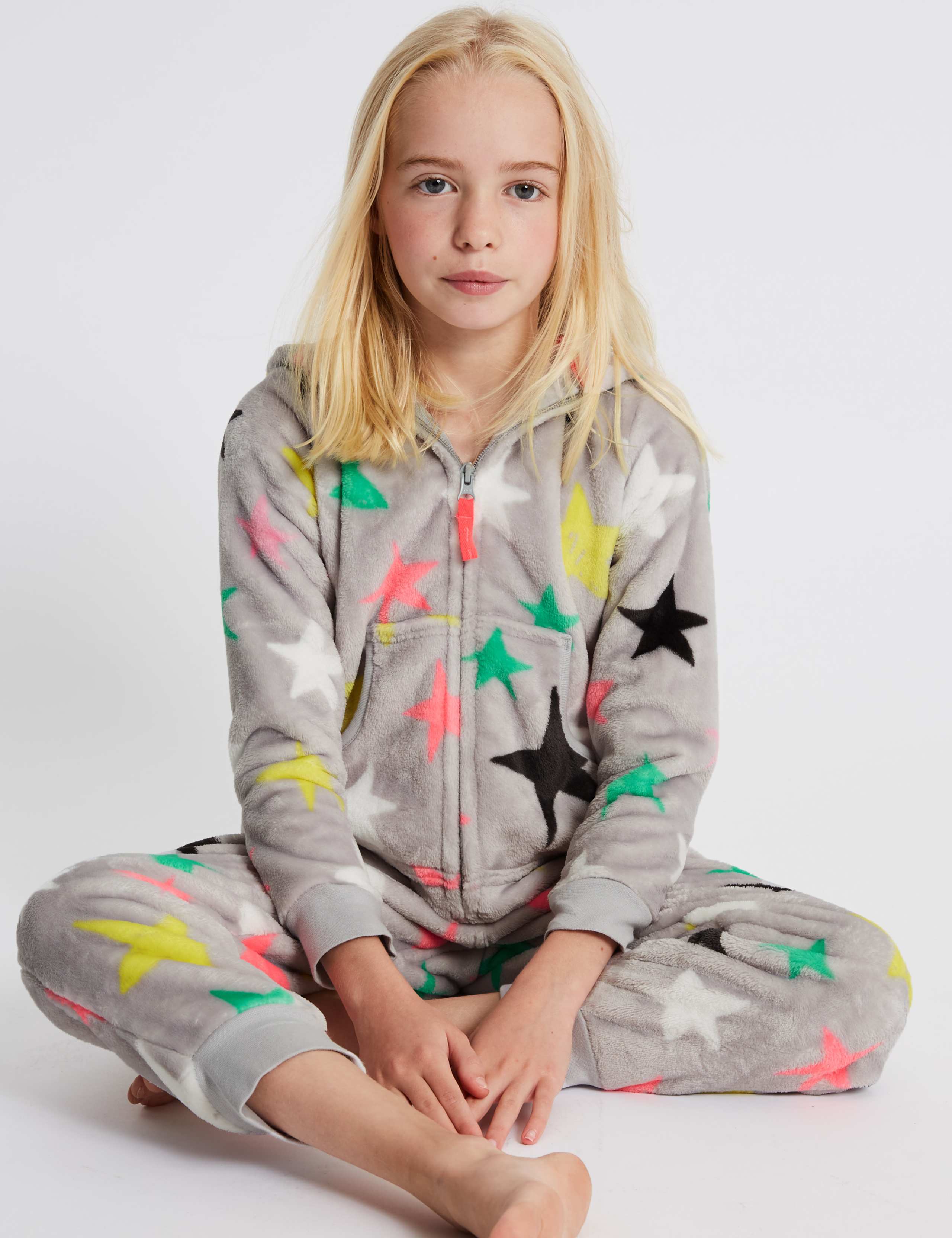 Star Print Hooded Onesie (1-16 Years) 1 of 5