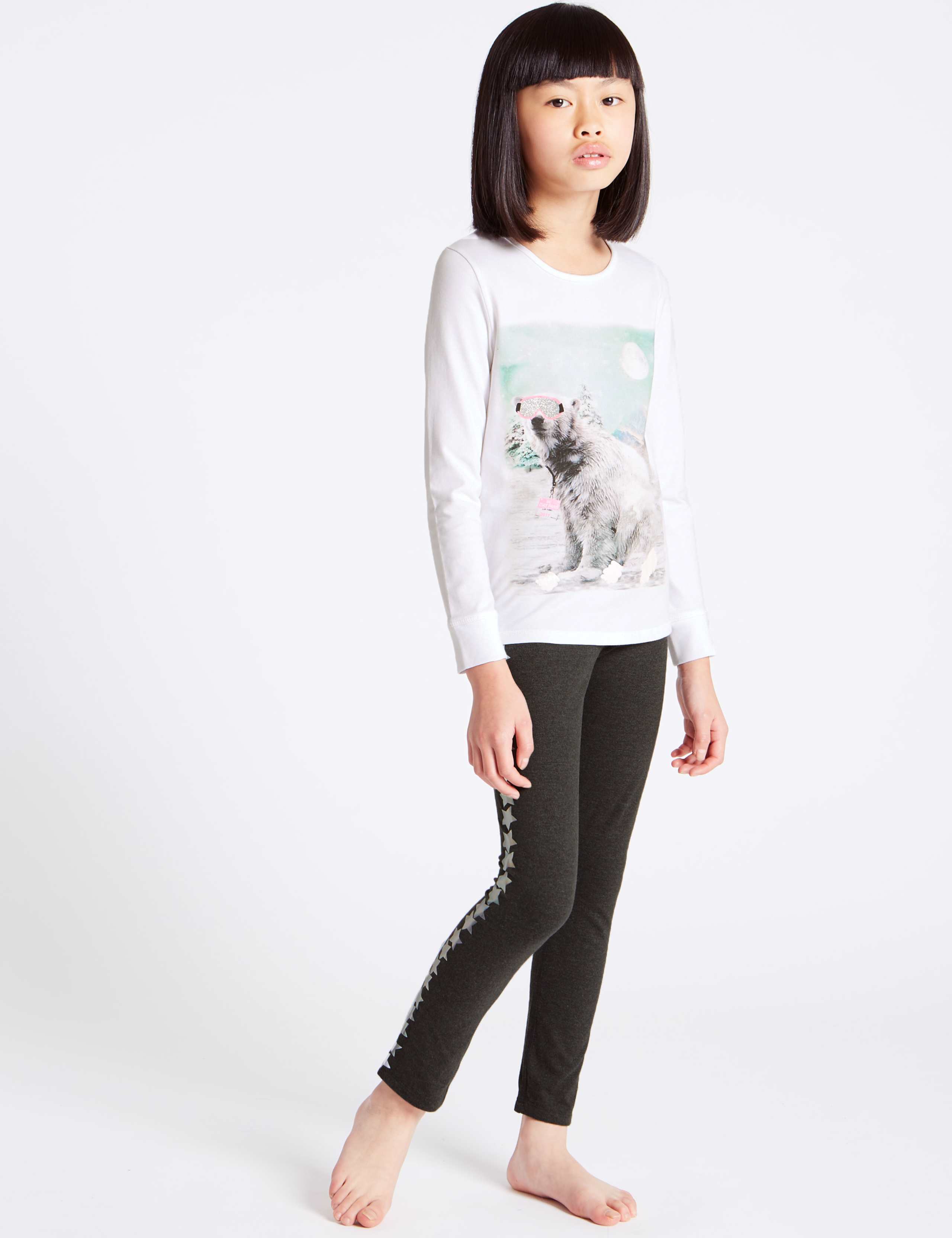 Cotton Rich Polar Bear Print Pyjamas (3-16 Years) 1 of 4