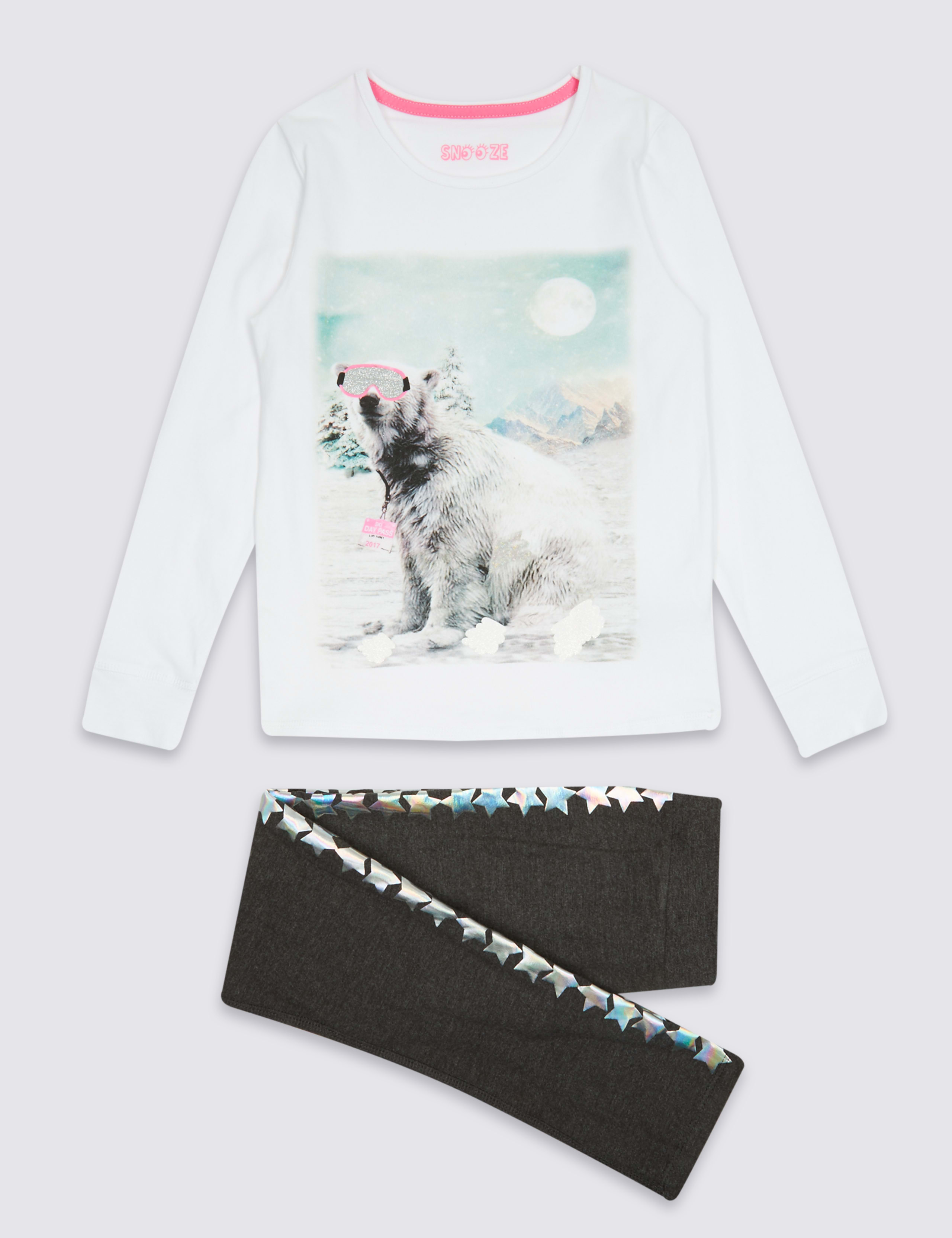 Cotton Rich Polar Bear Print Pyjamas (3-16 Years) 2 of 4