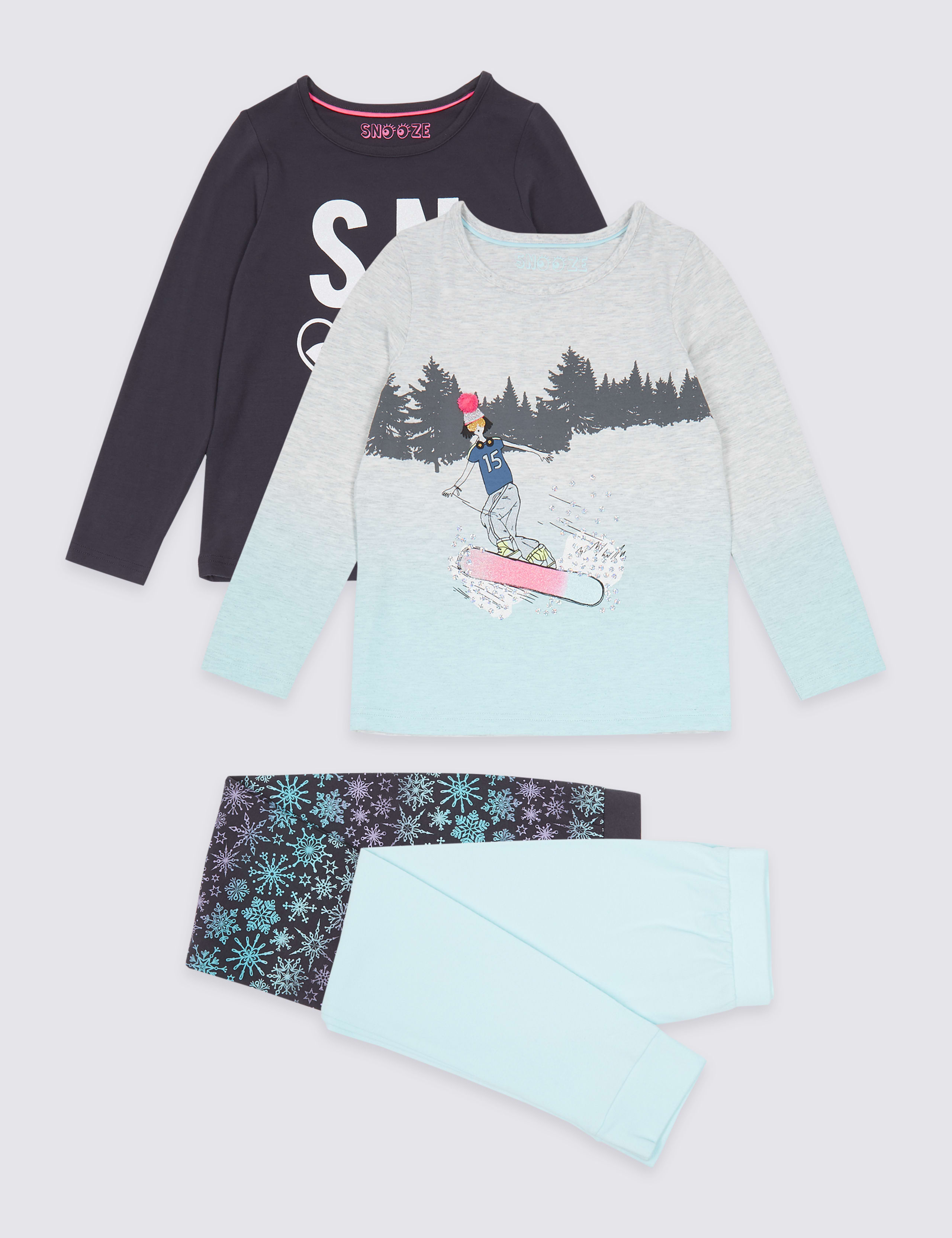 2 Pack Snowboard Print Pyjamas (3-16 Years) 2 of 5