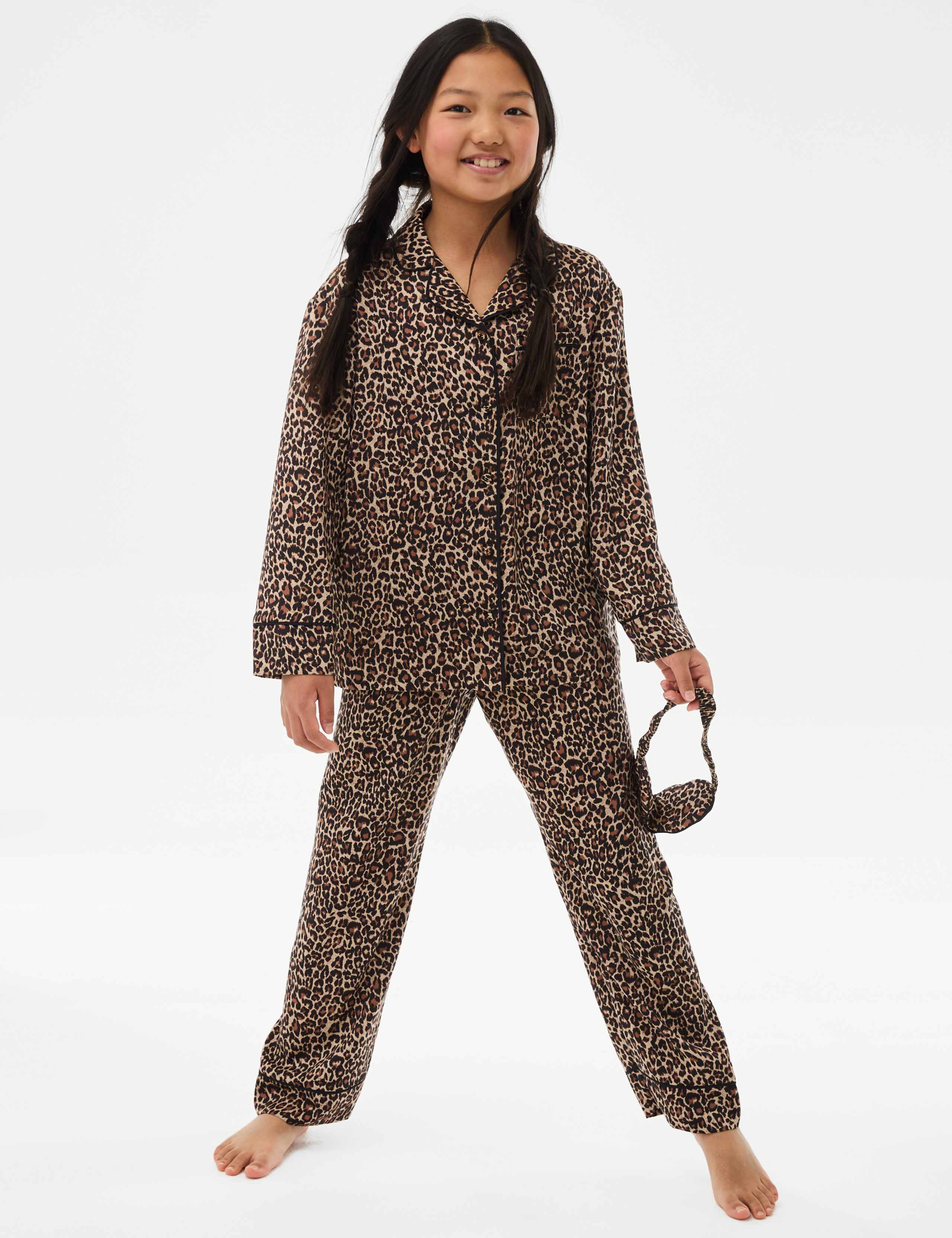 Satin Leopard Pyjamas and Eye Mask (3-16 Yrs) 3 of 6