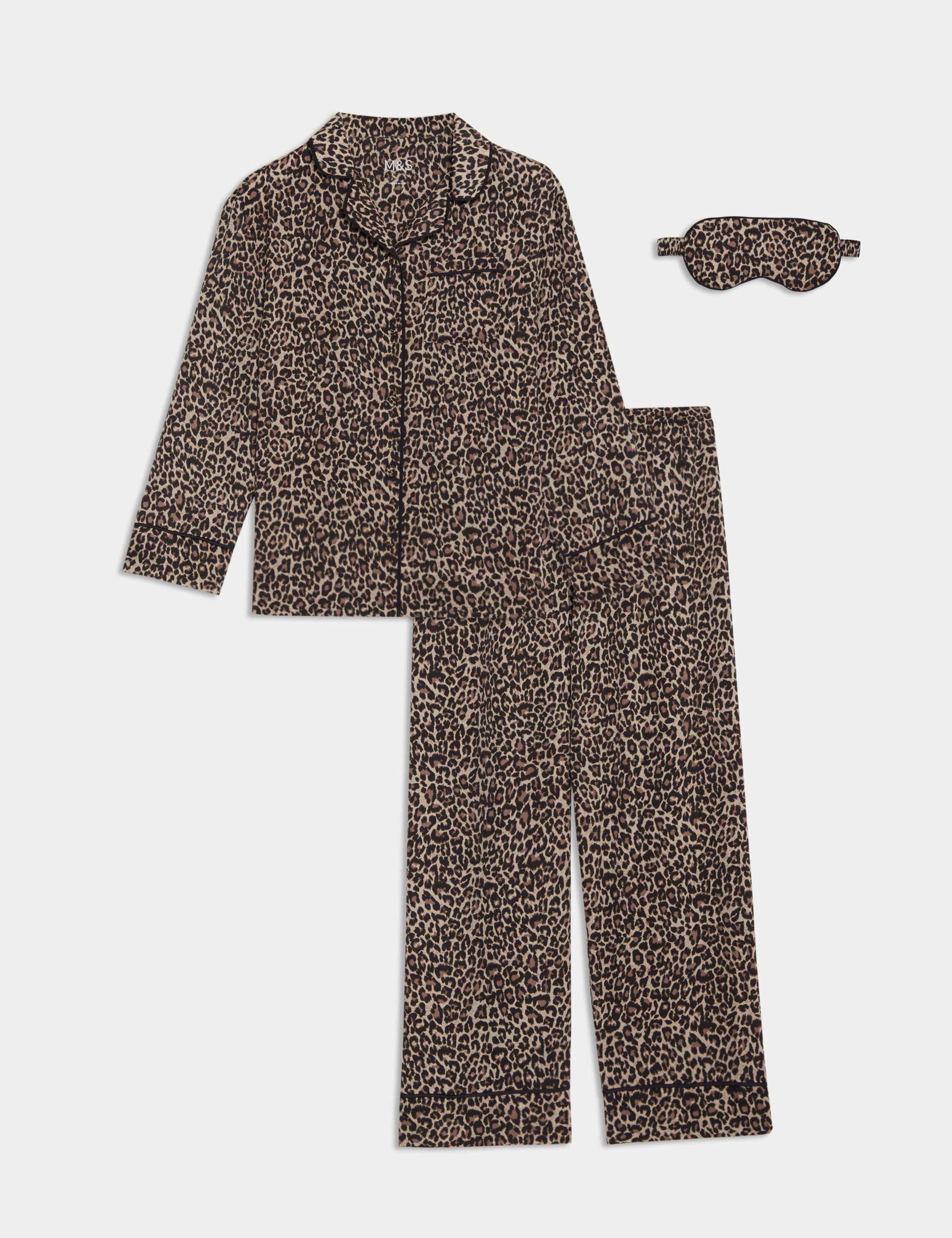 Satin Leopard Pyjamas and Eye Mask (3-16 Yrs) 2 of 6
