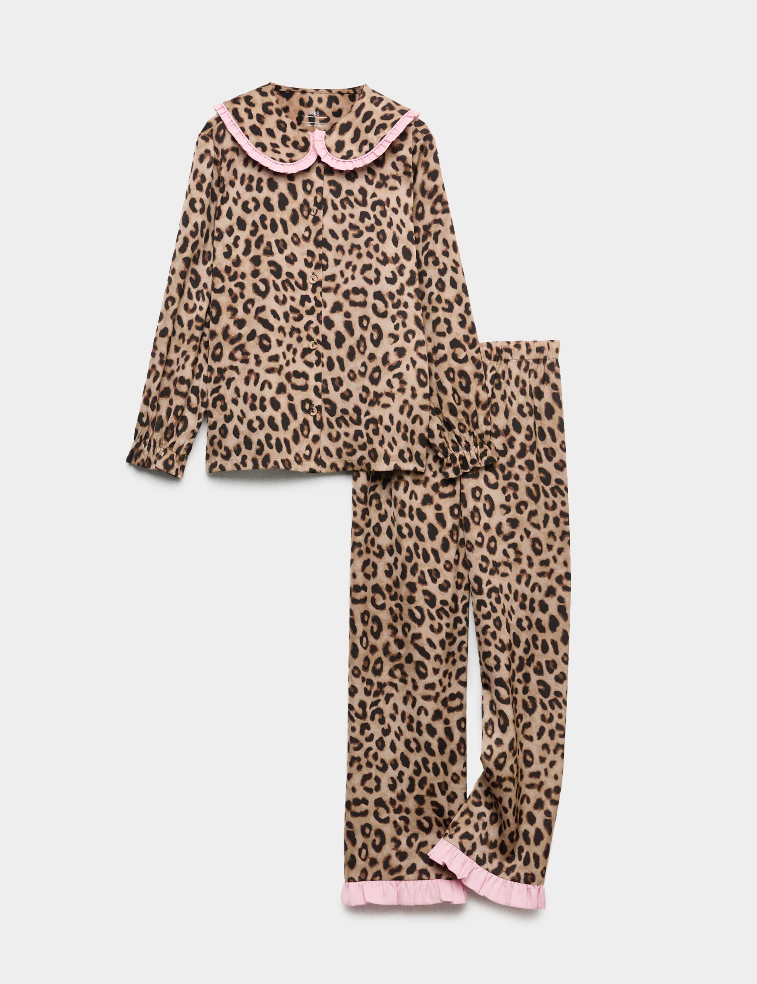 Leopard Print Satin Pyjamas (3-16 Yrs) 1 of 1