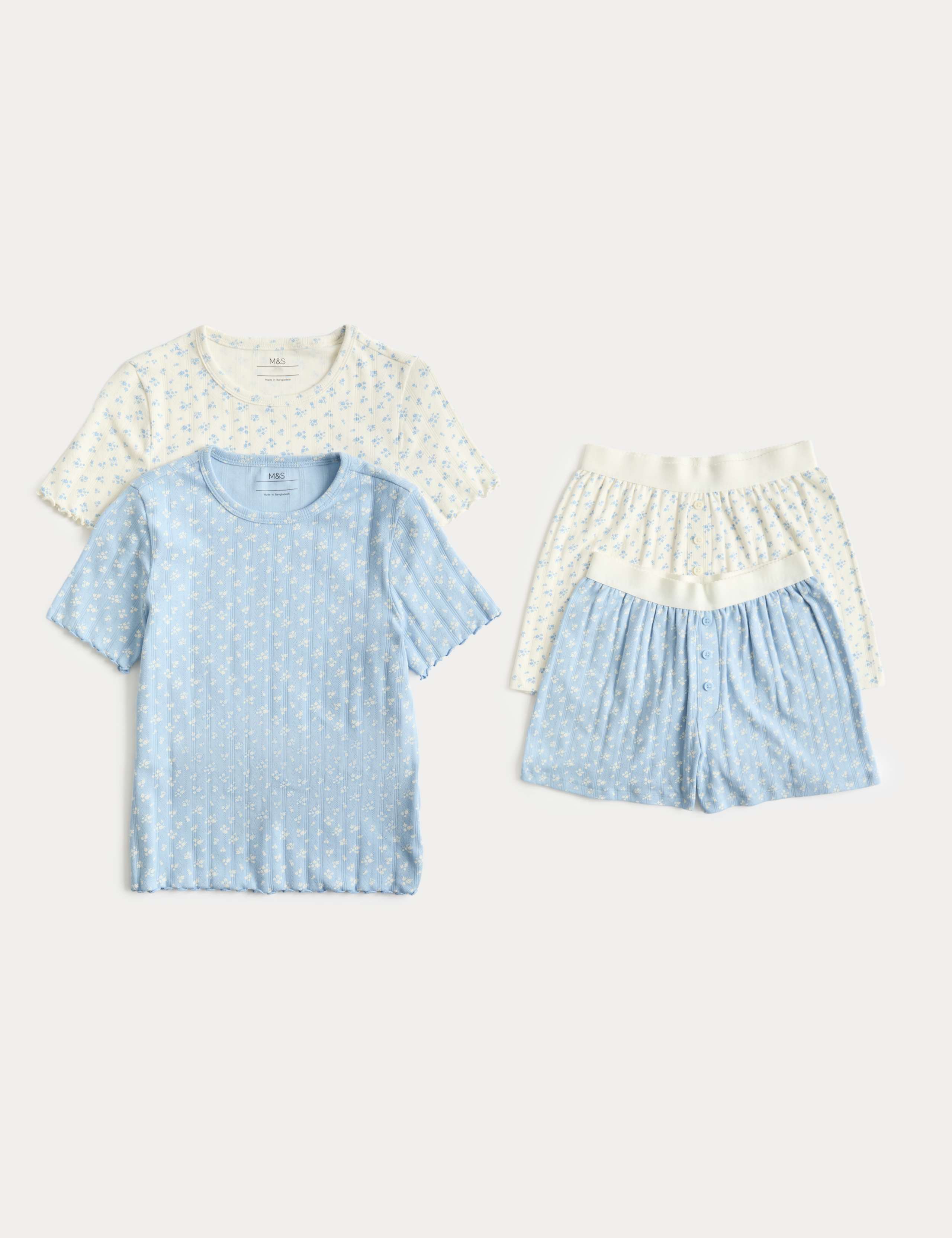 2 Pack Floral Pointelle Pyjama Sets (6-16 Yrs) 1 of 3