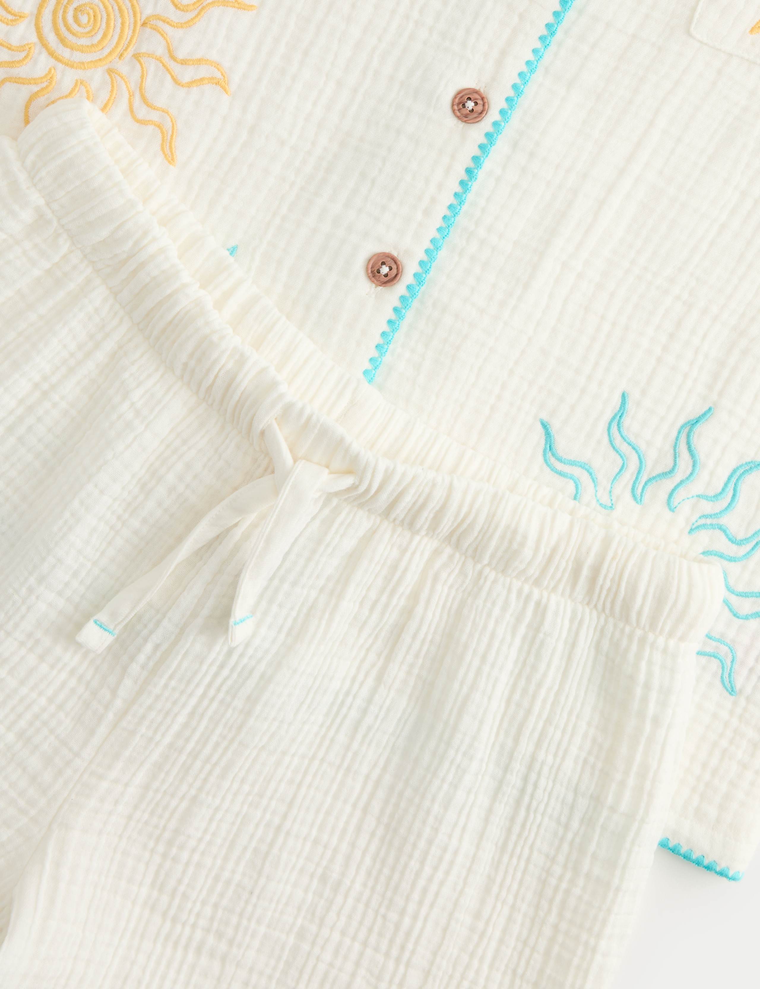 2 Piece Pure Cotton Sea Short Pyjamas (6-16 Yrs) 3 of 3