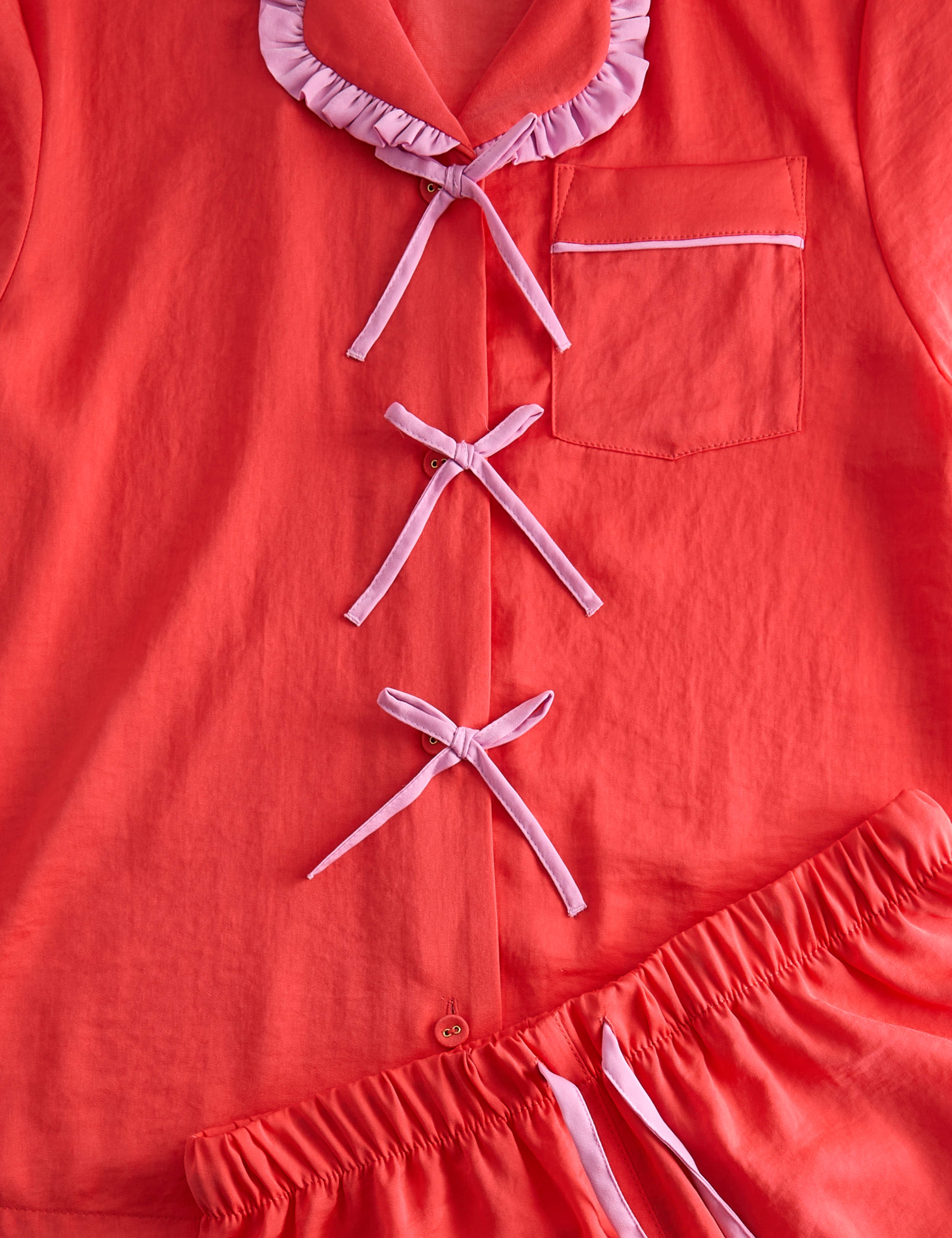 Satin Bow Detail Pyjamas (3-16 Yrs) 2 of 2