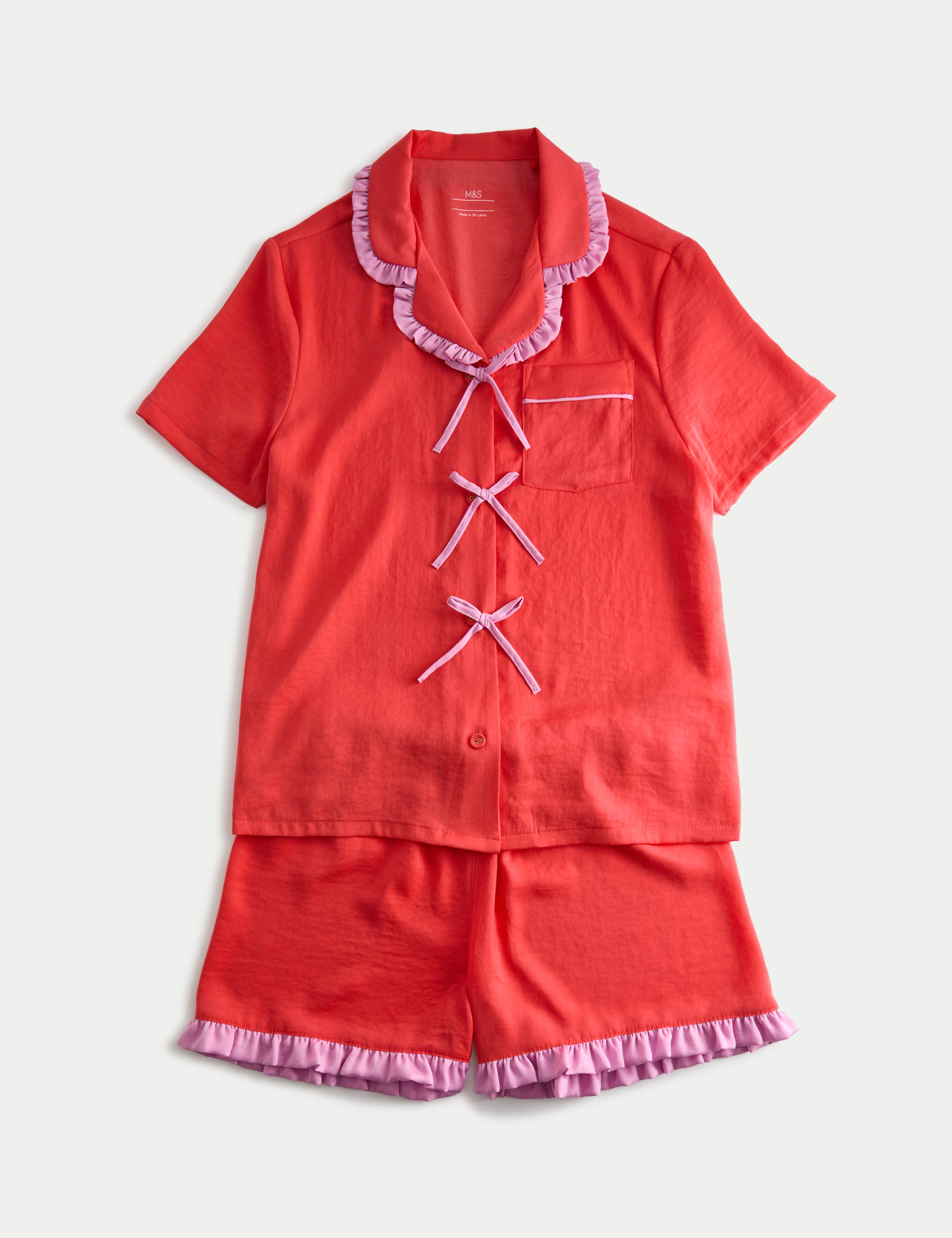 Satin Bow Detail Pyjamas (3-16 Years) 1 of 2