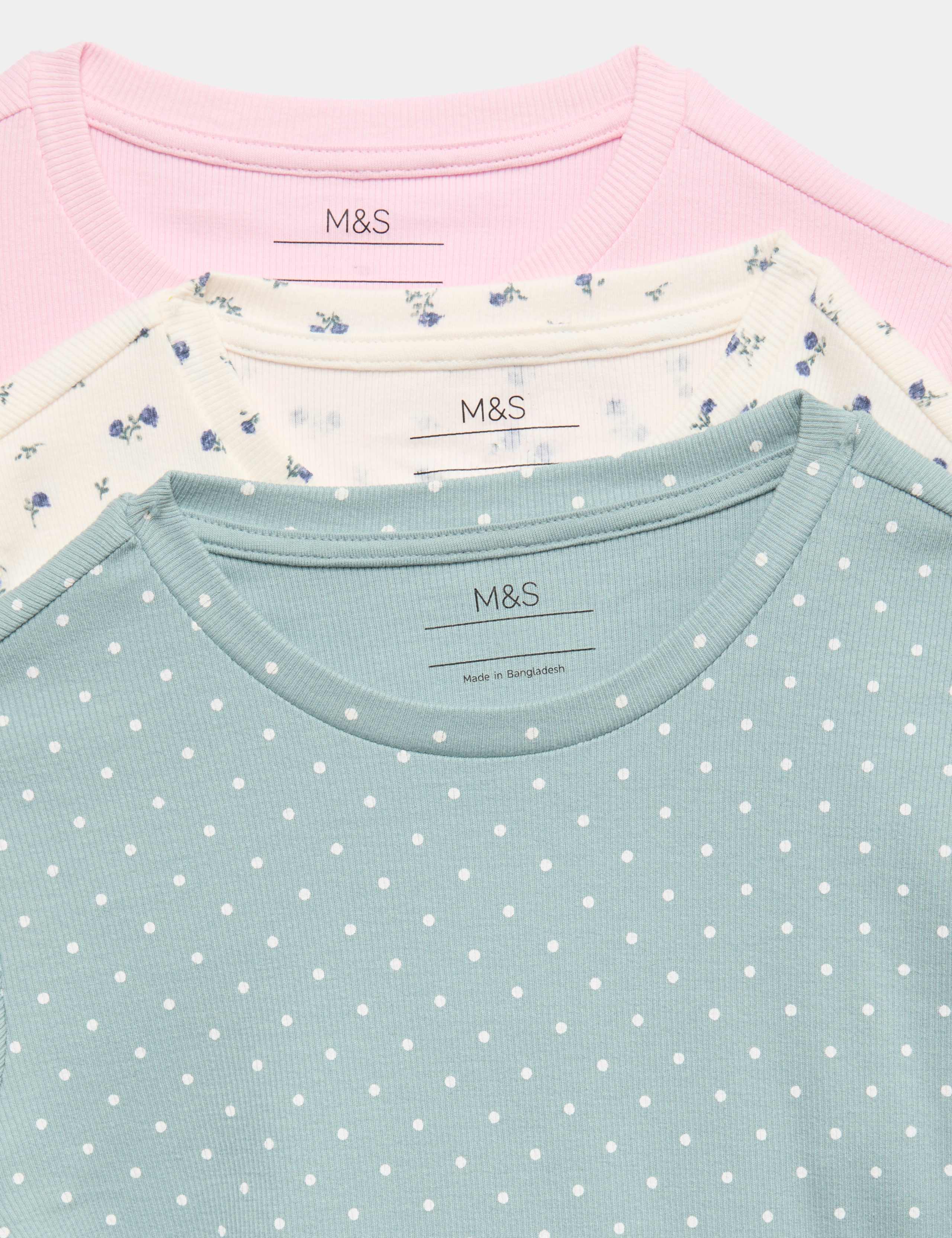 3 Pack Cotton Rich Ribbed Pyjamas (6-16 Yrs) 2 of 3