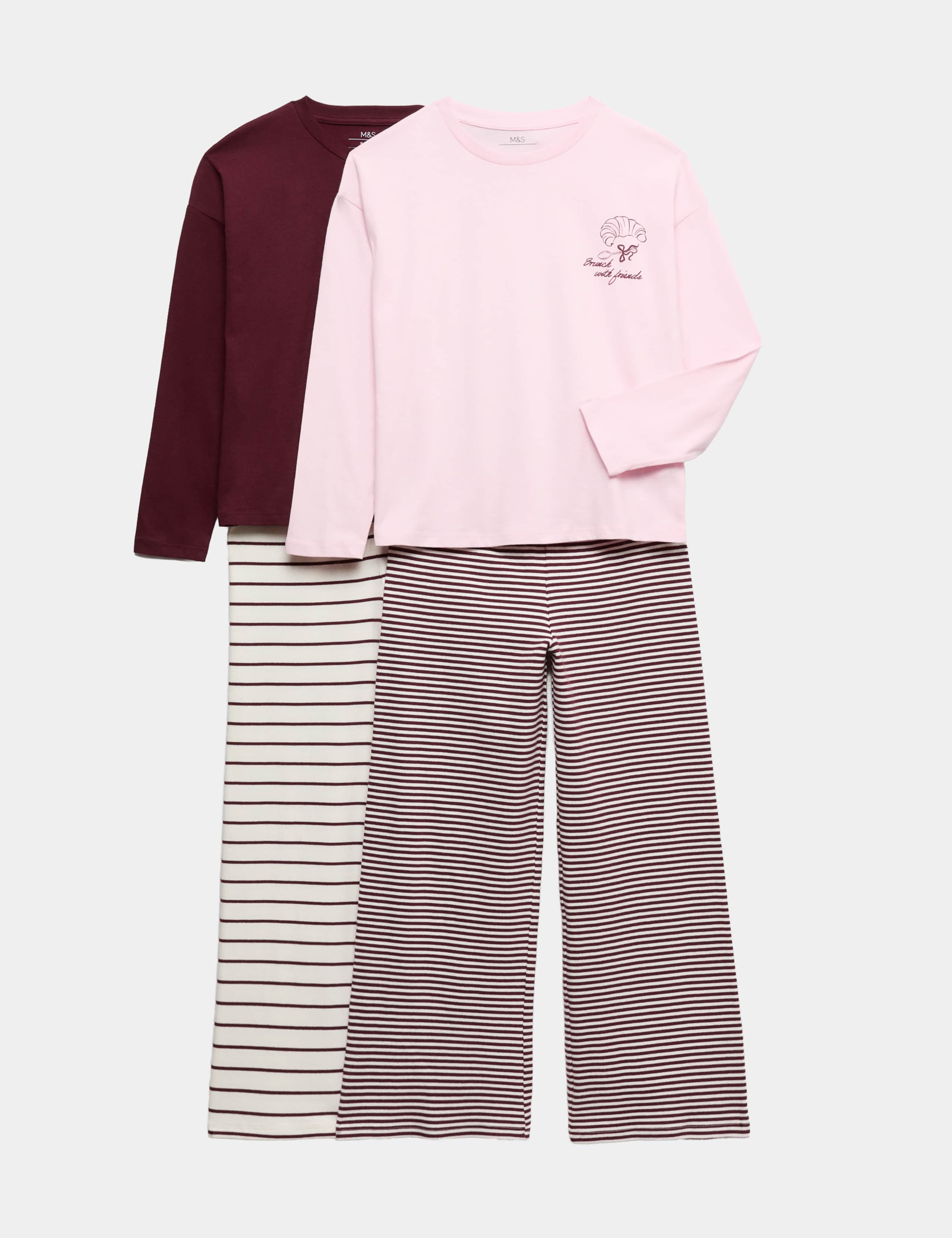 2 Pack Graphic Striped Pyjama Sets (6-16 Yrs) 1 of 3