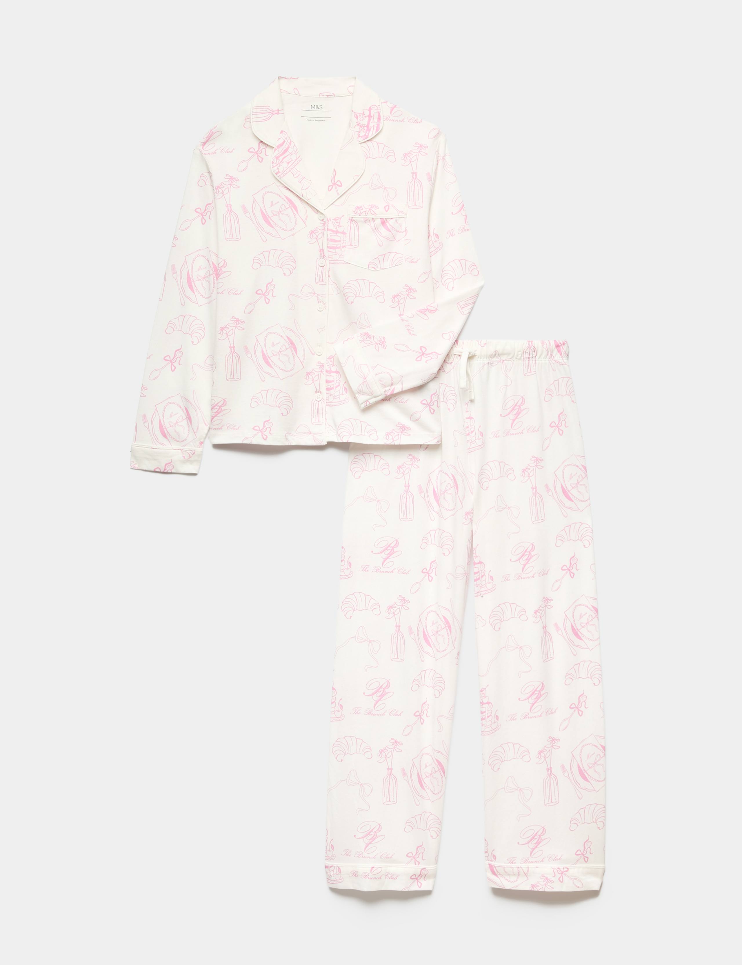 Cotton Modal Brunch Club Print Pyjamas (6-16 Yrs) 1 of 1