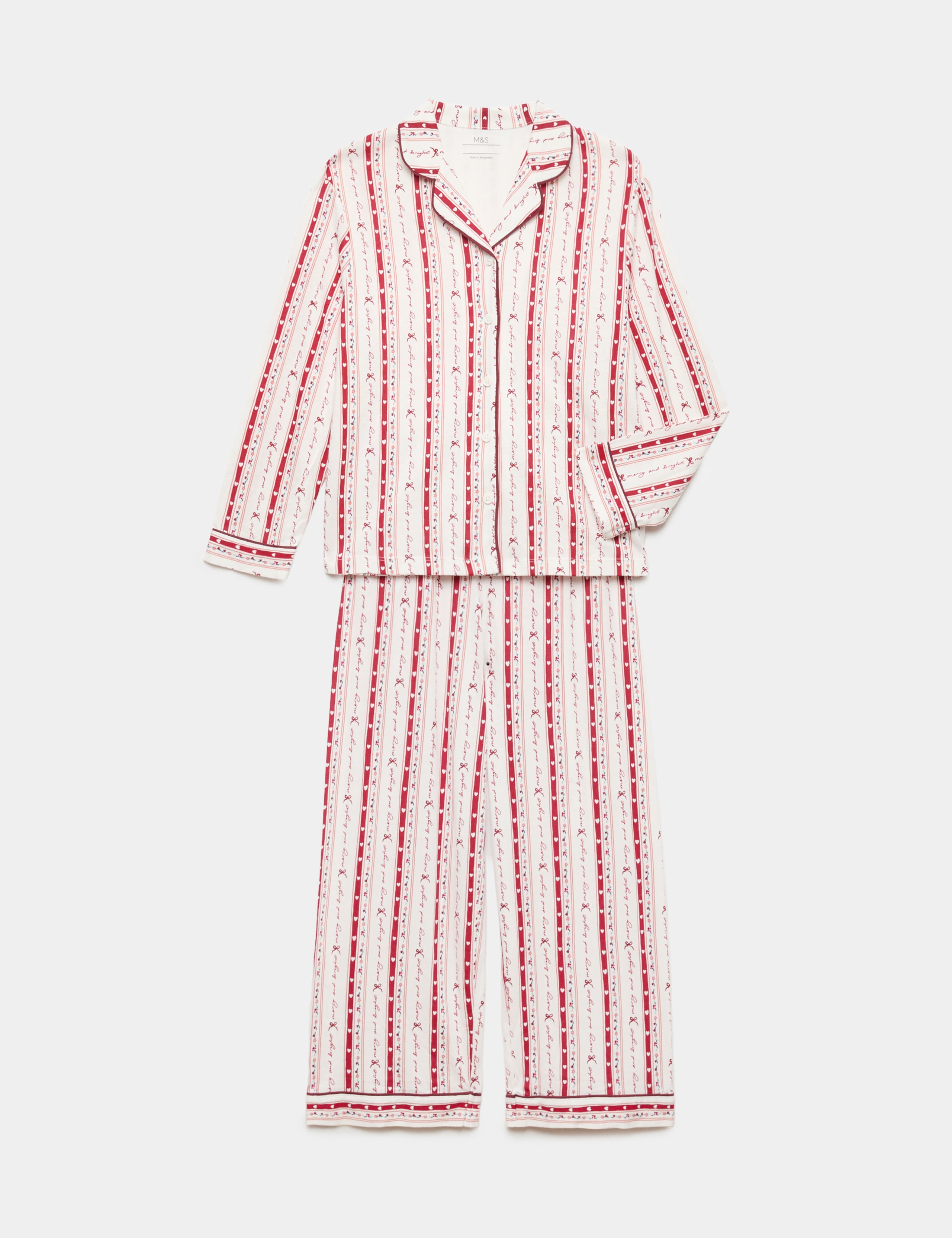 Cotton Blend Striped Revere Pyjama Set (3-16 Yrs) 1 of 2