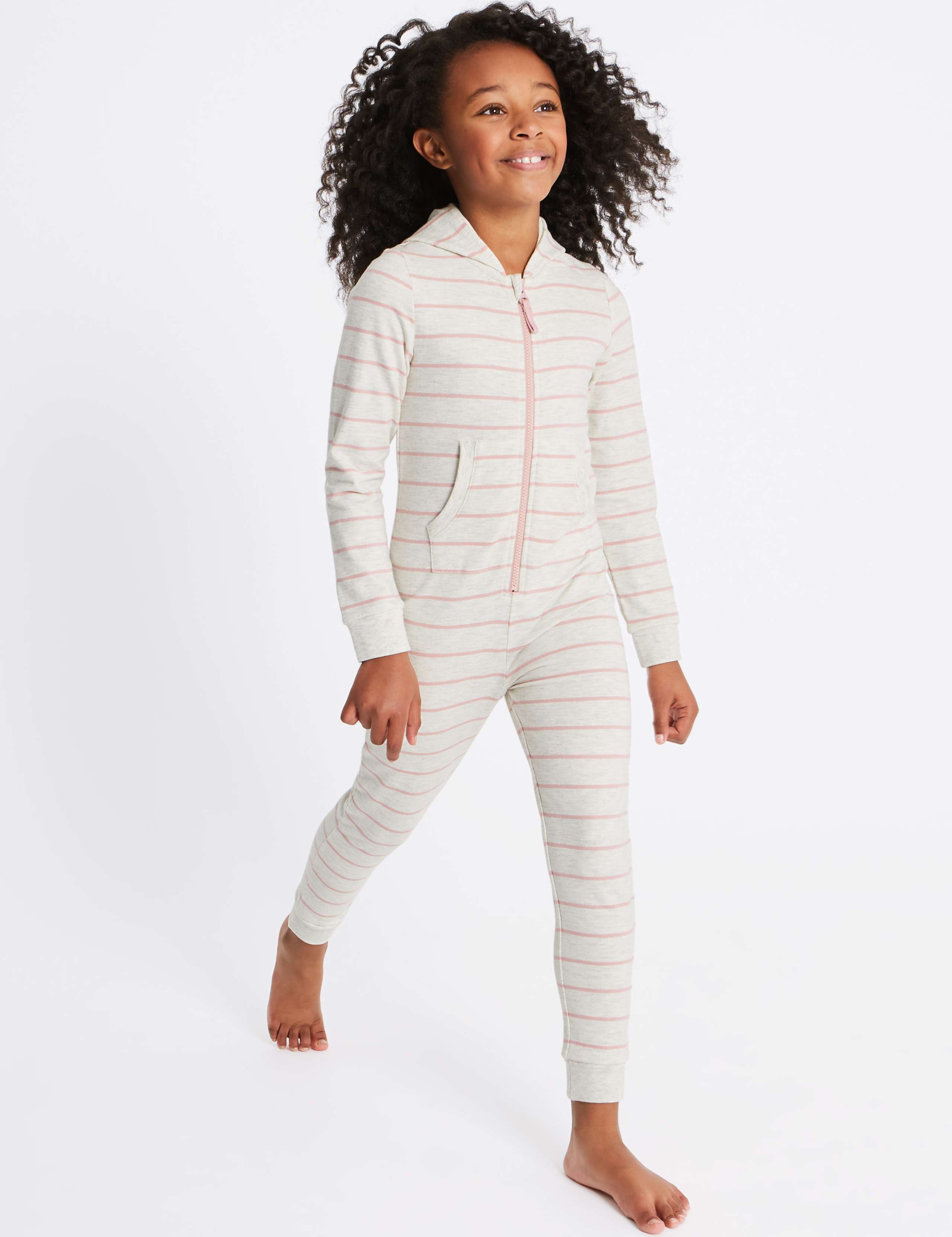 Cotton Rich Striped Hooded Onesie (1-16 Years) 1 of 7