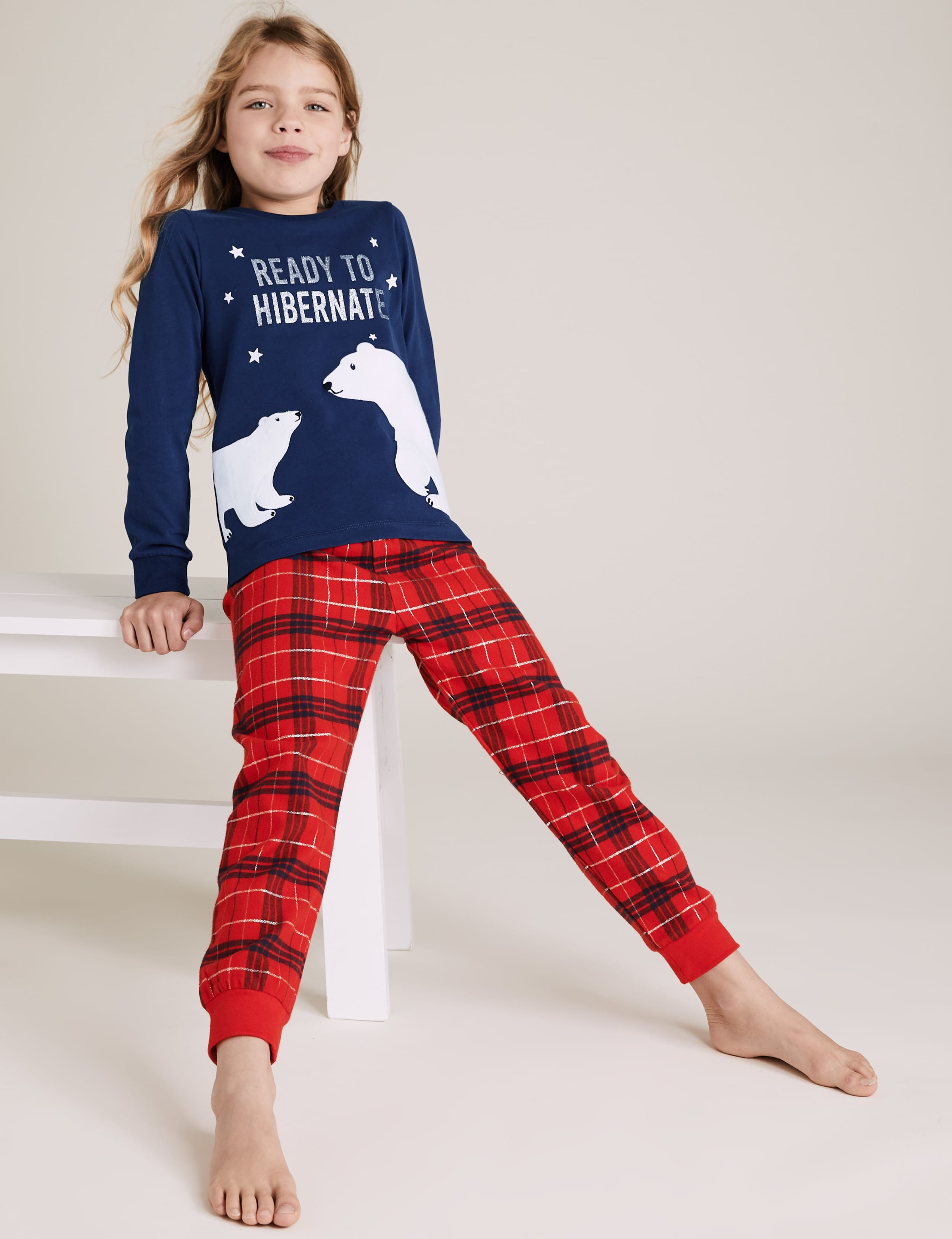 Cotton Polar Bear Pyjama Set (6-16 Yrs) 1 of 4