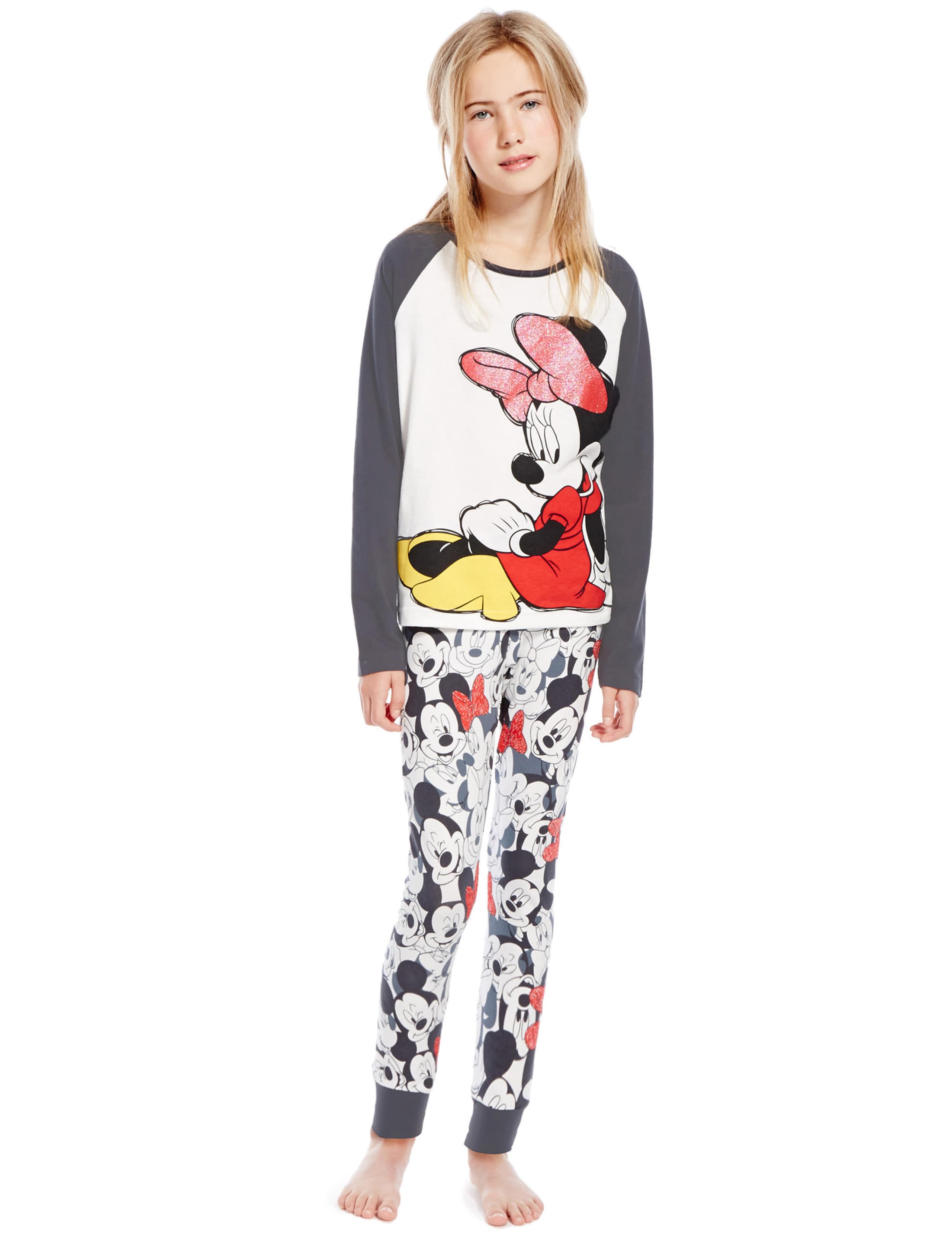 Cotton Rich Minnie Mouse Slim Fit Stay Soft Pyjamas (5-14 Years) 1 of 3