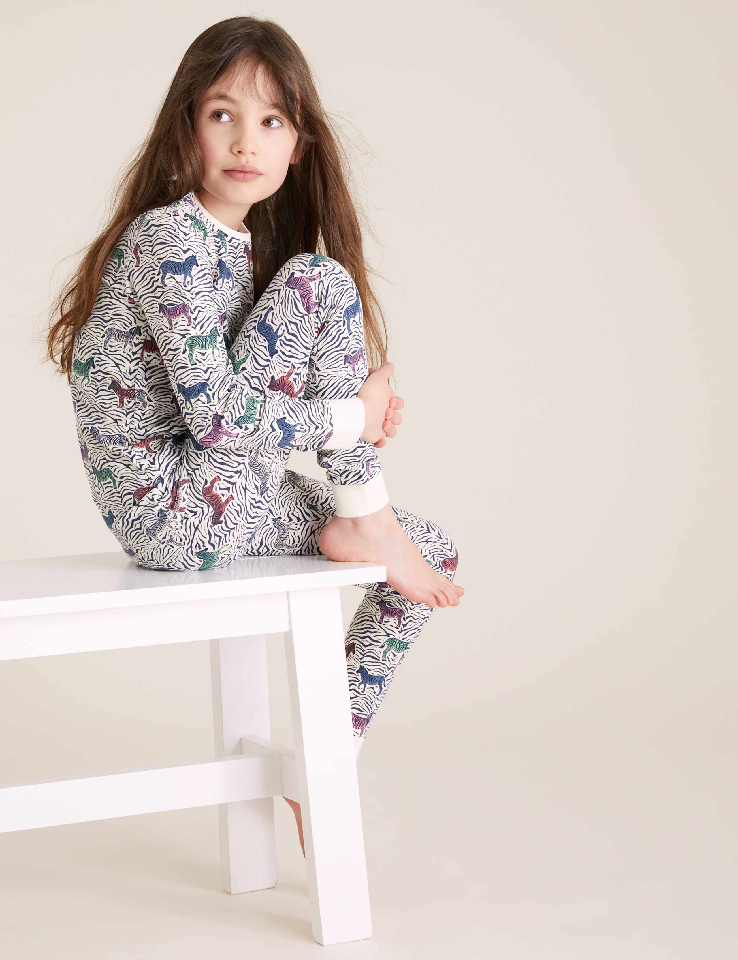 Cotton Zebra Print Pyjama Set (7-16 Yrs) 1 of 4