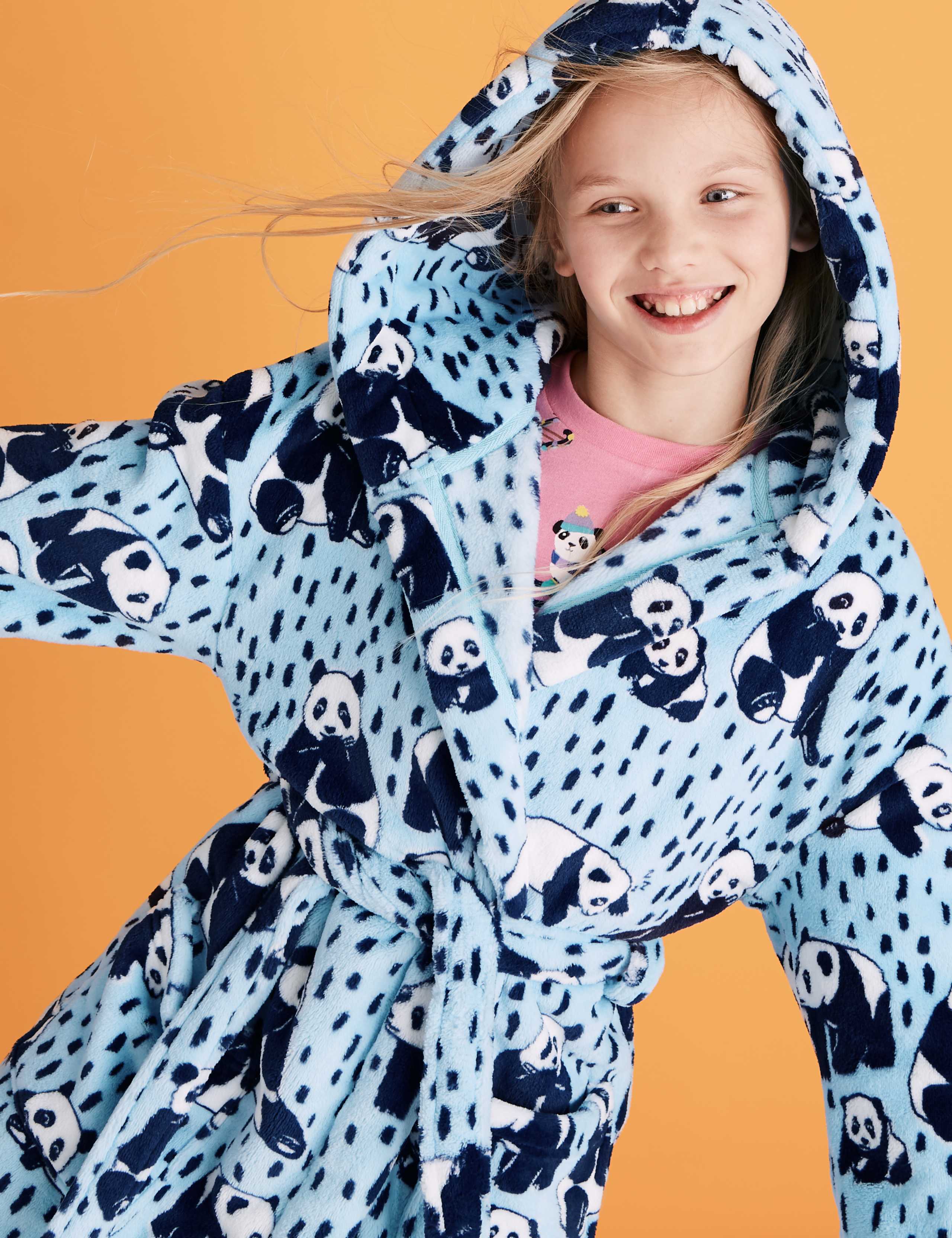 Fleece Panda Print Dressing Gown (6-16 Yrs) 1 of 4