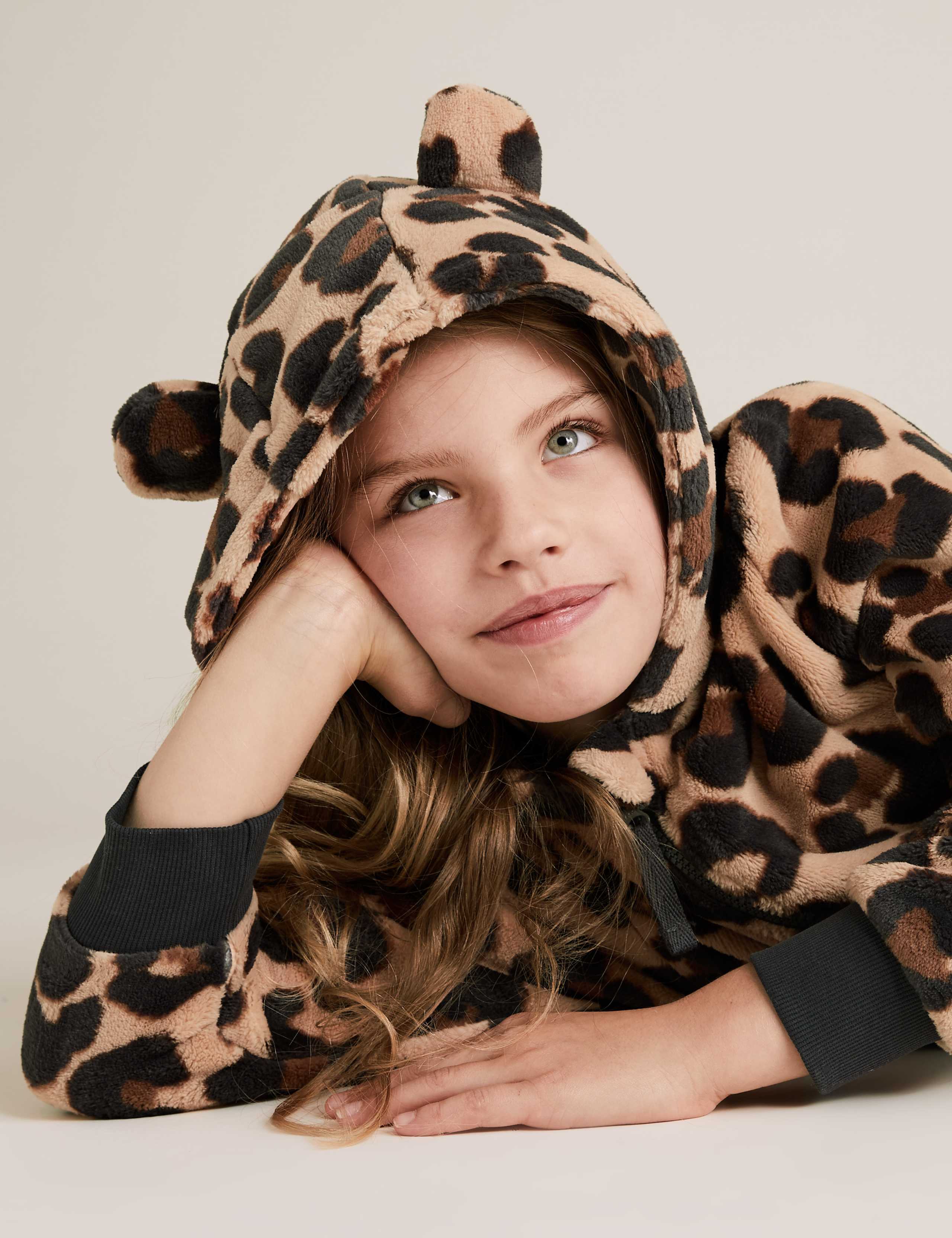Fleece Leopard Onesie (6-16 Years) 1 of 4