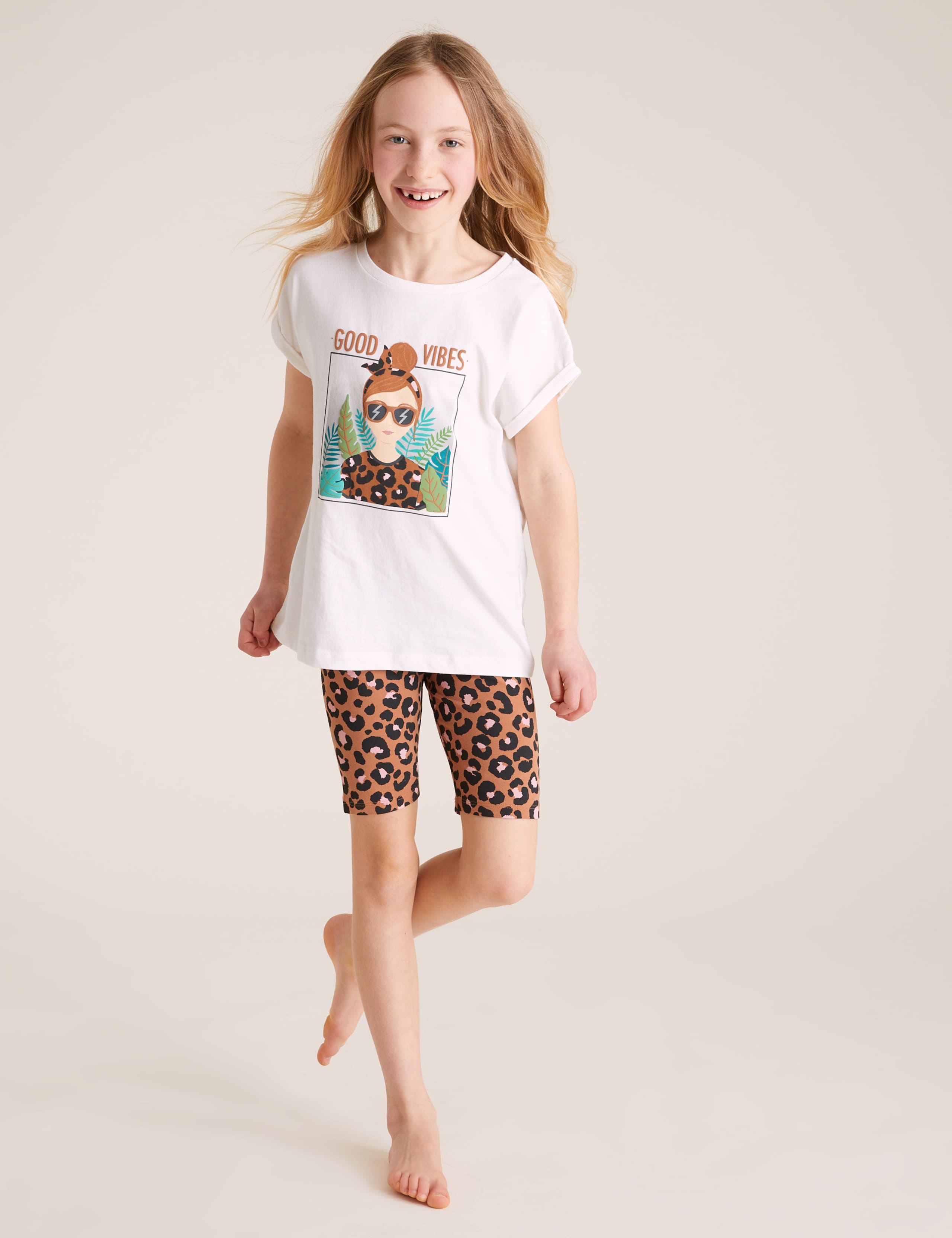 Cotton Leopard Short Pyjama Set (6-16 Yrs) 1 of 5