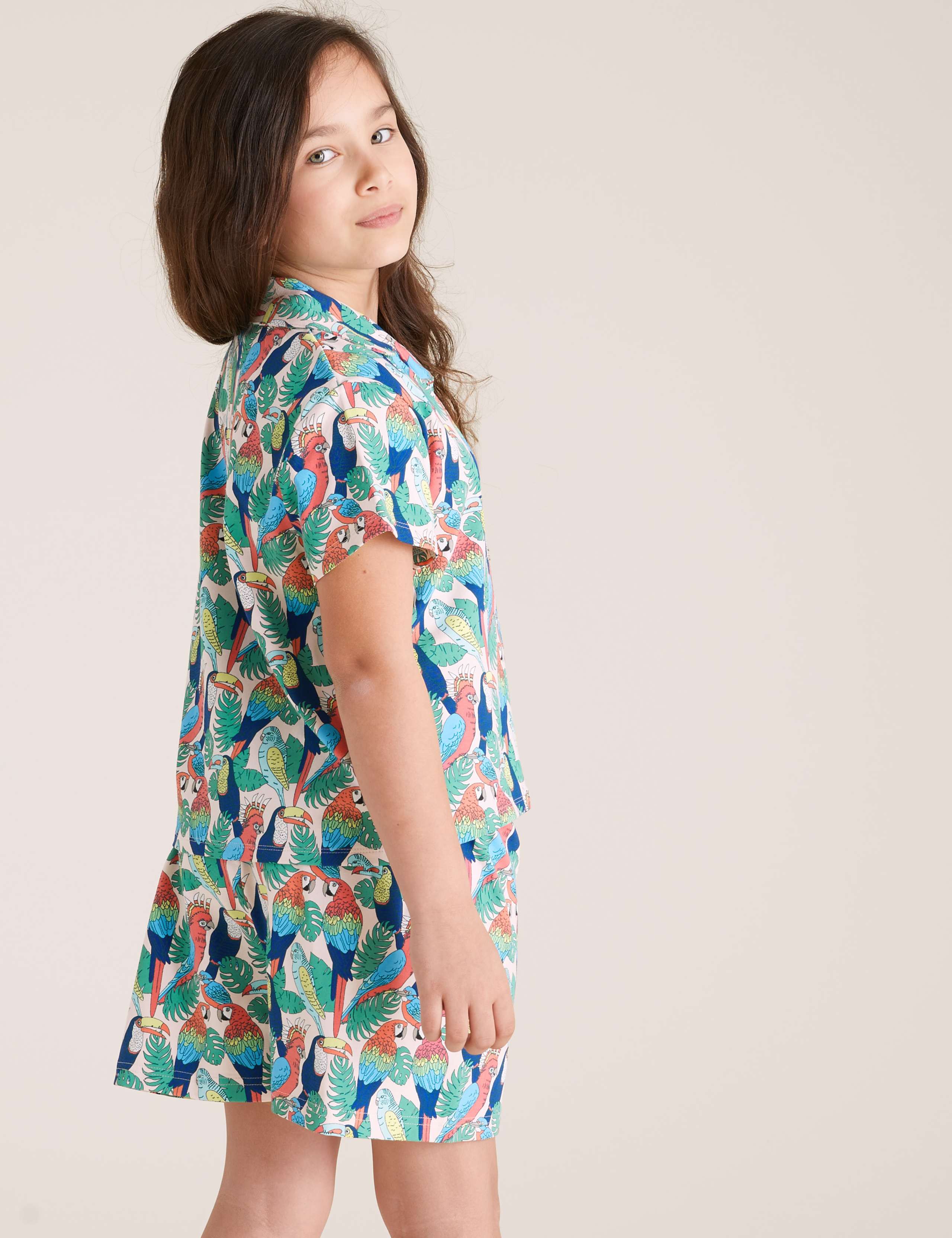 Cotton Parrot Print Short Pyjama Set (6-16 Yrs) 3 of 4
