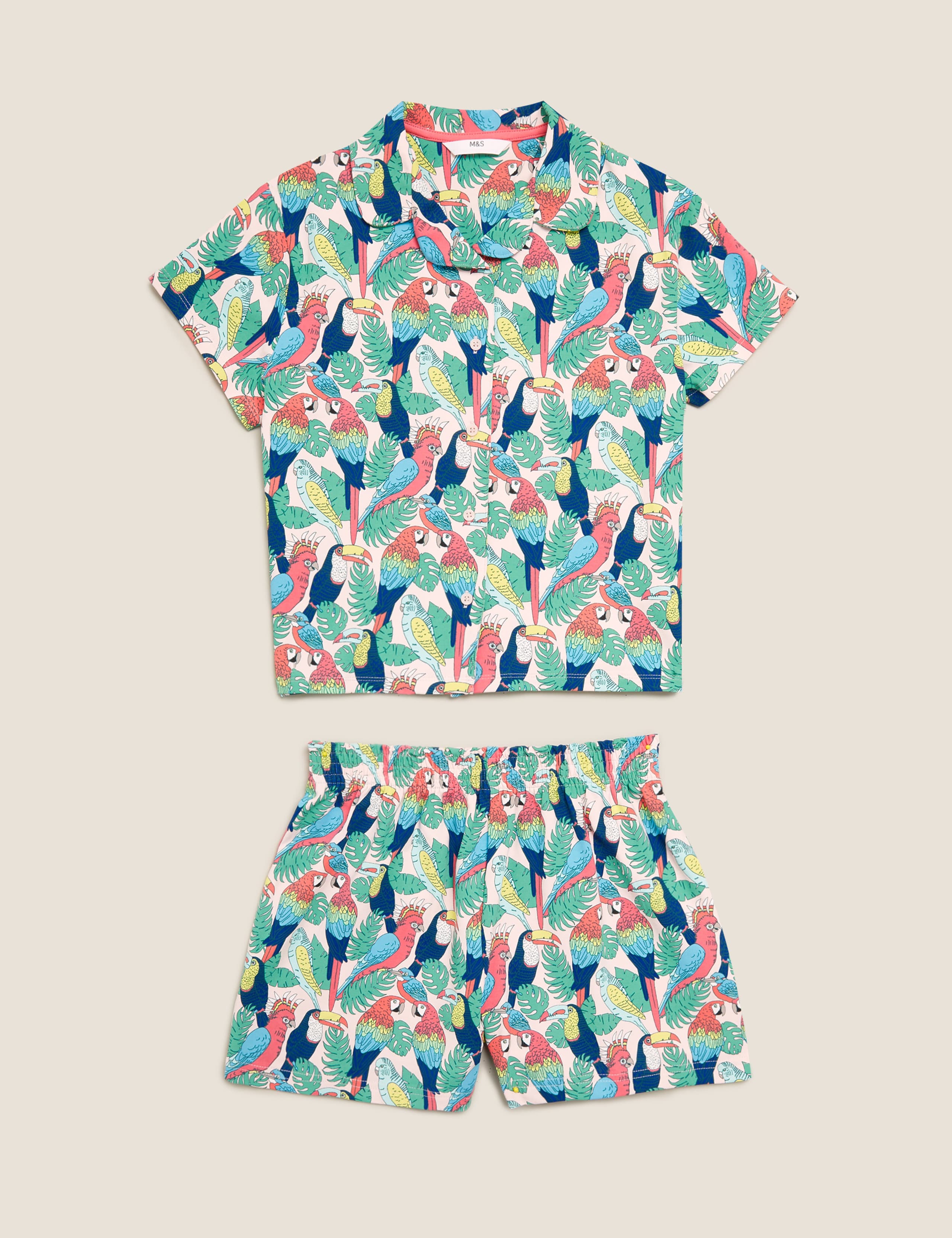Cotton Parrot Print Short Pyjama Set (6-16 Yrs) 2 of 4