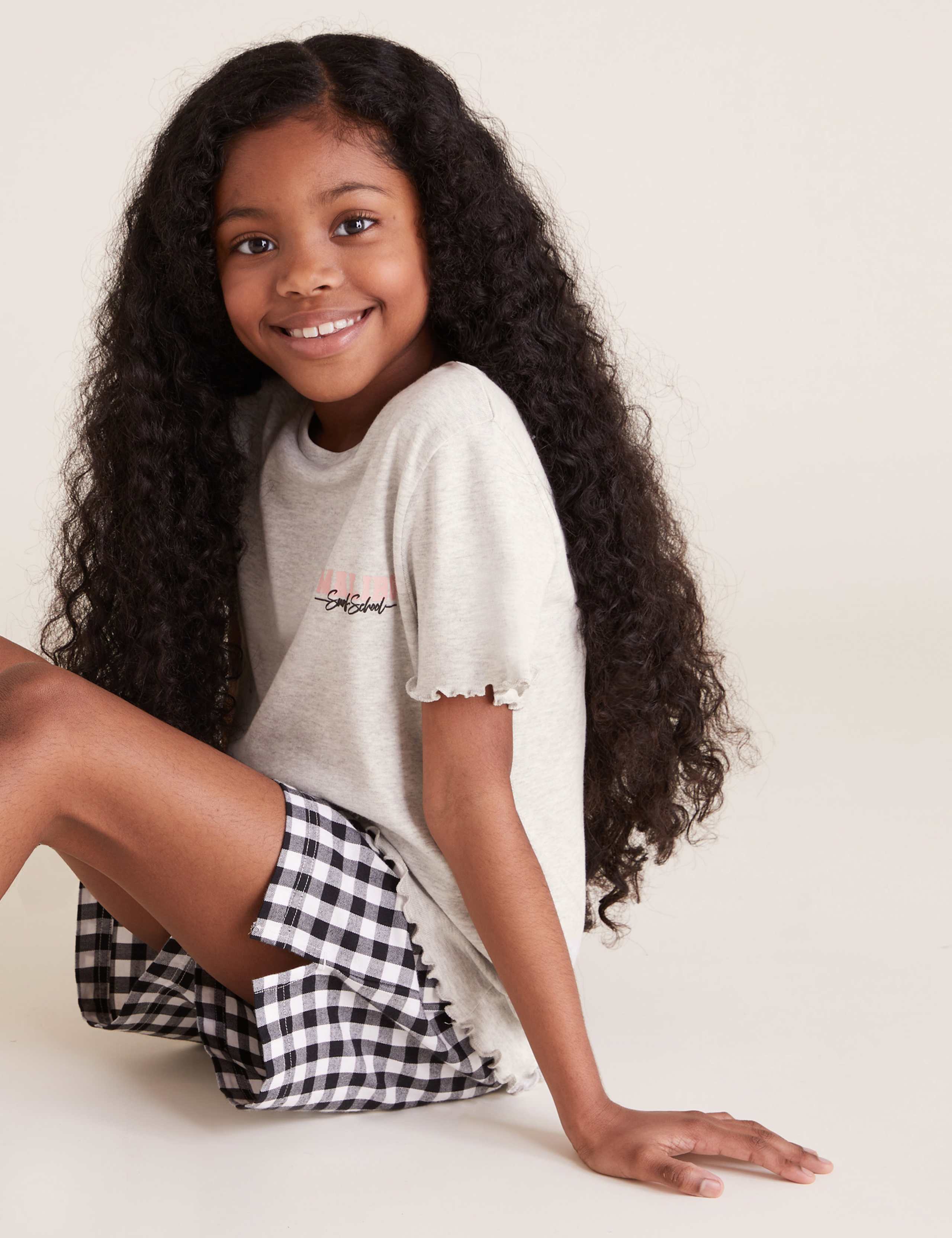 2pk Cotton Checked Short Pyjama Sets (6-16 Yrs) 2 of 5
