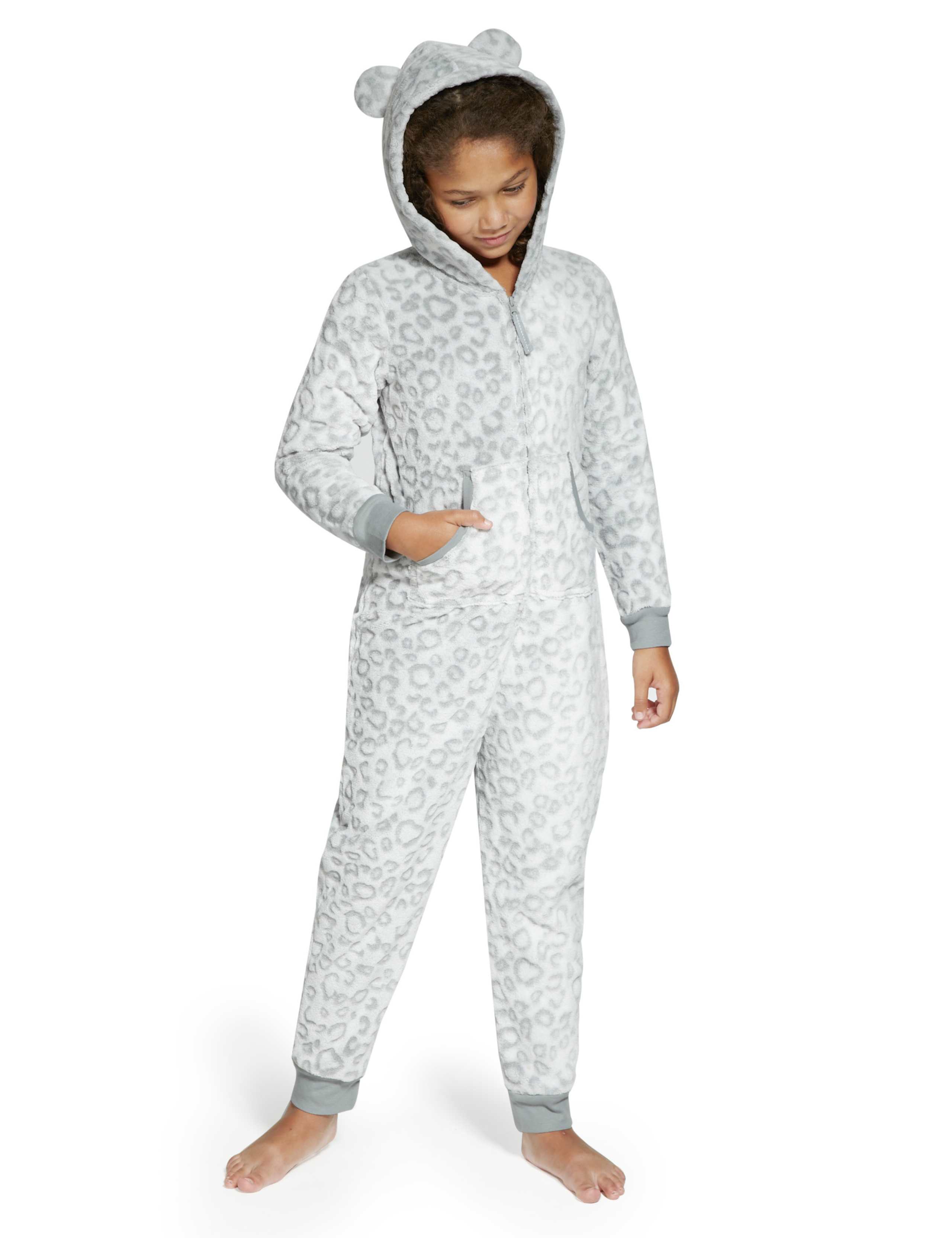 Hooded Burnout Leopard Print Fleece Soft & Cosy Onesie (5-14 Years) 1 of 6