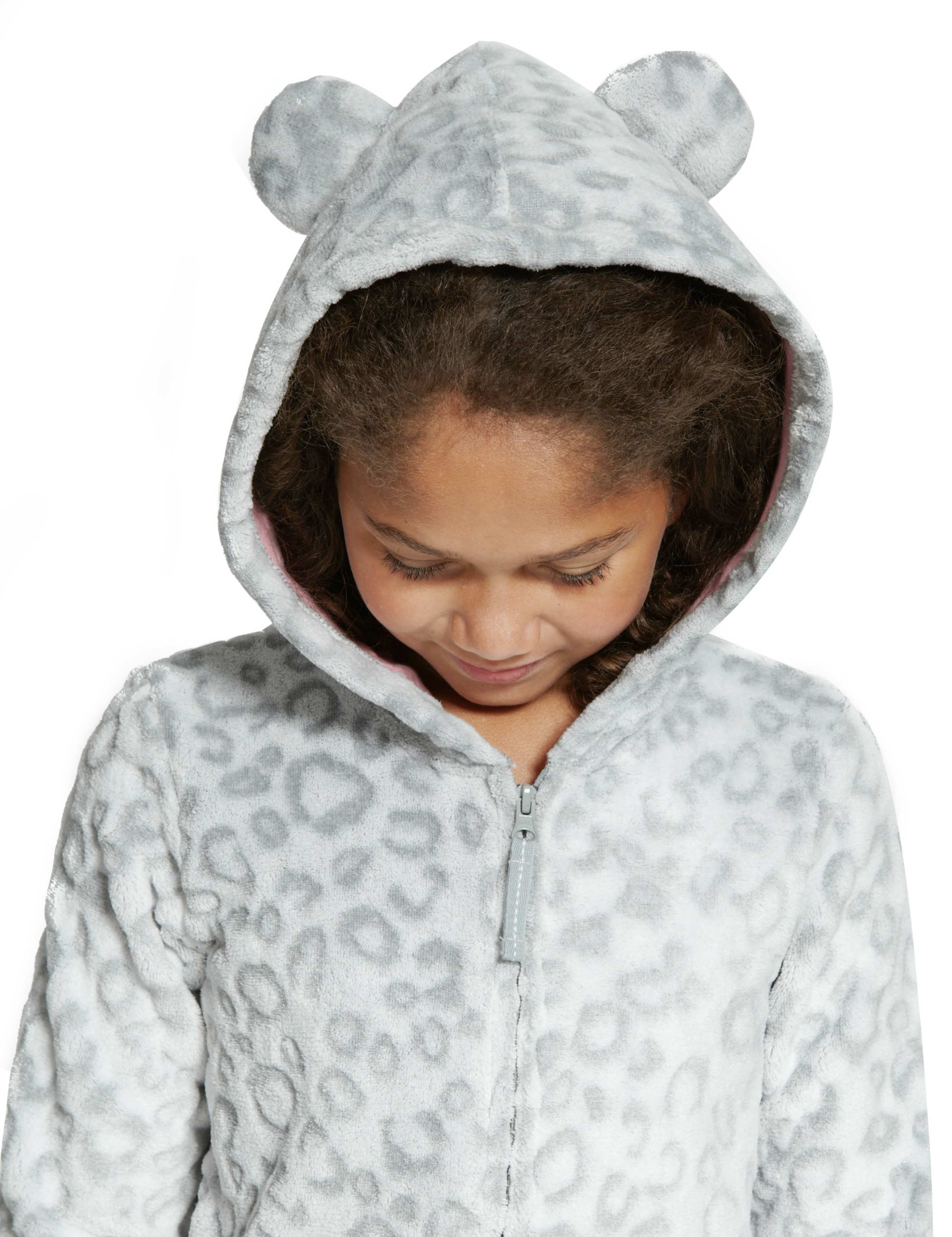 Hooded Burnout Leopard Print Fleece Soft & Cosy Onesie (5-14 Years) 5 of 6
