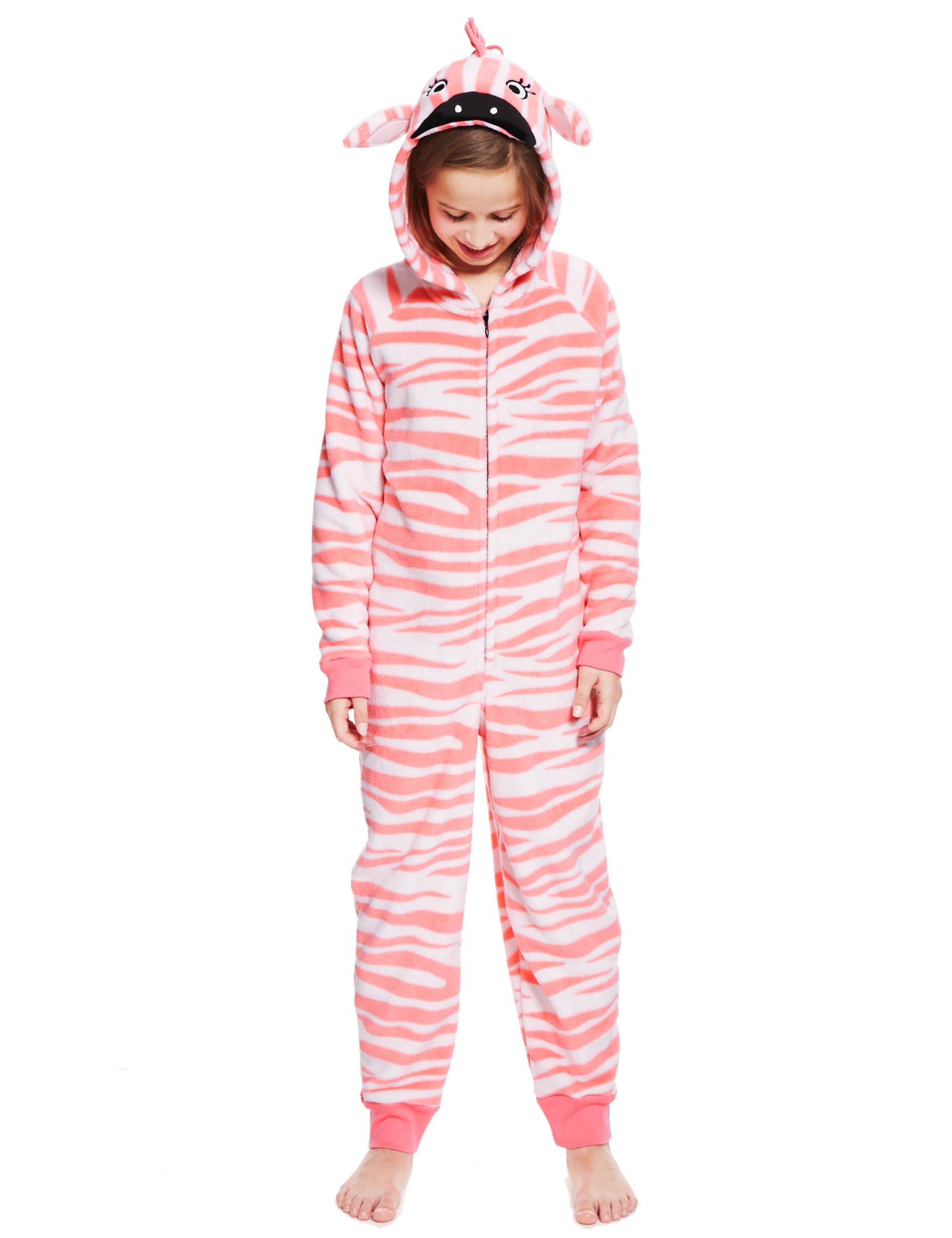 Hooded Soft & Cosy Zebra Fleece Onesie (6-16 Years) 1 of 5