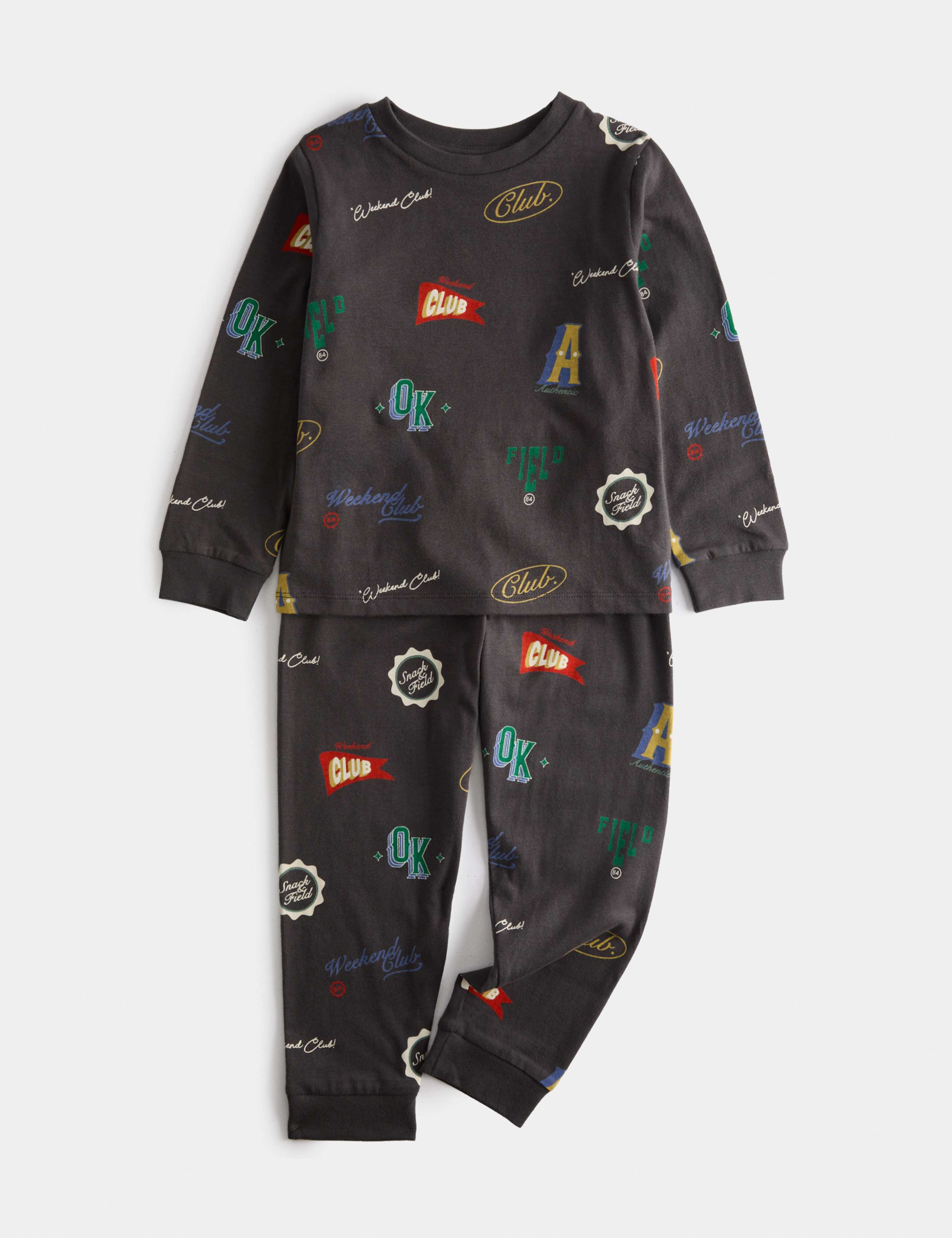 Pure Cotton Badge Pyjamas (1-16 Yrs) 1 of 2