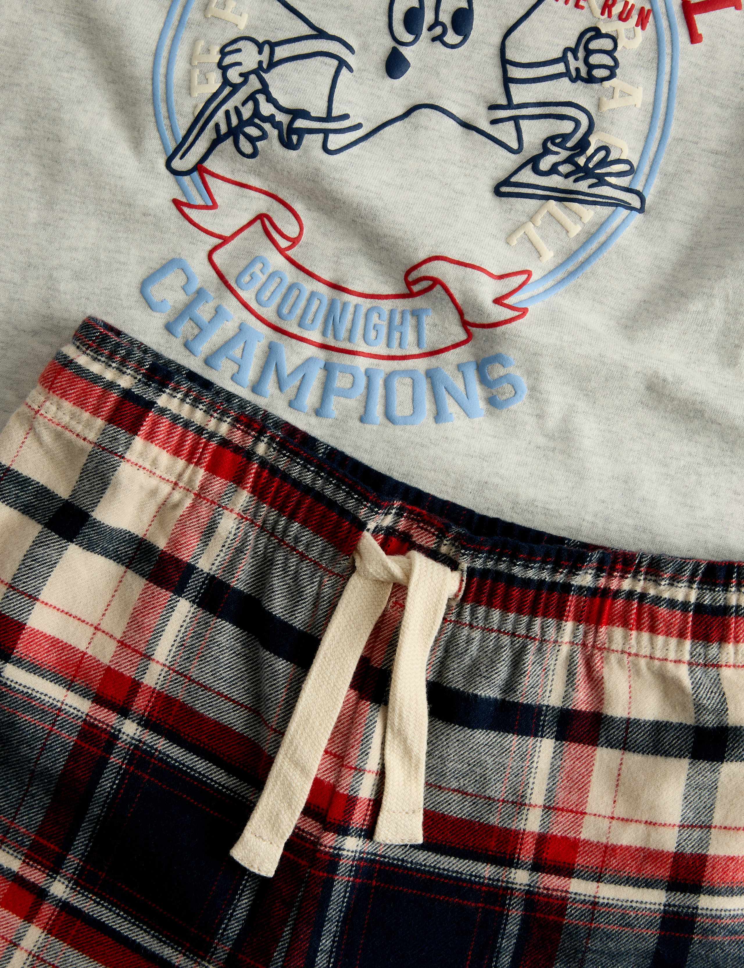 Pure Cotton Star Graphic Checked Pyjamas (12 Mths-8 Yrs) 2 of 3