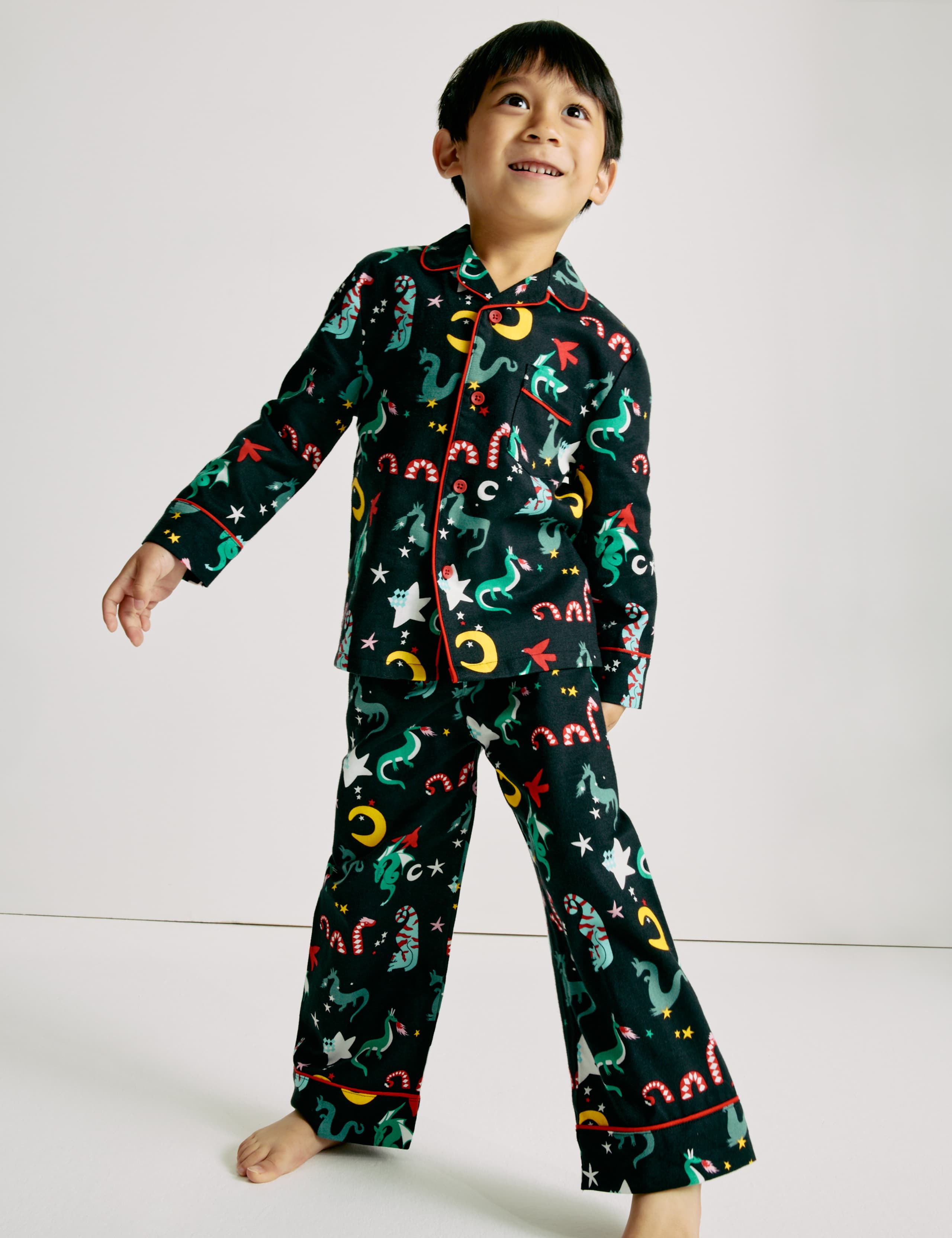 Pure Cotton Dragon Print Pyjamas (0-10 Yrs) 2 of 2