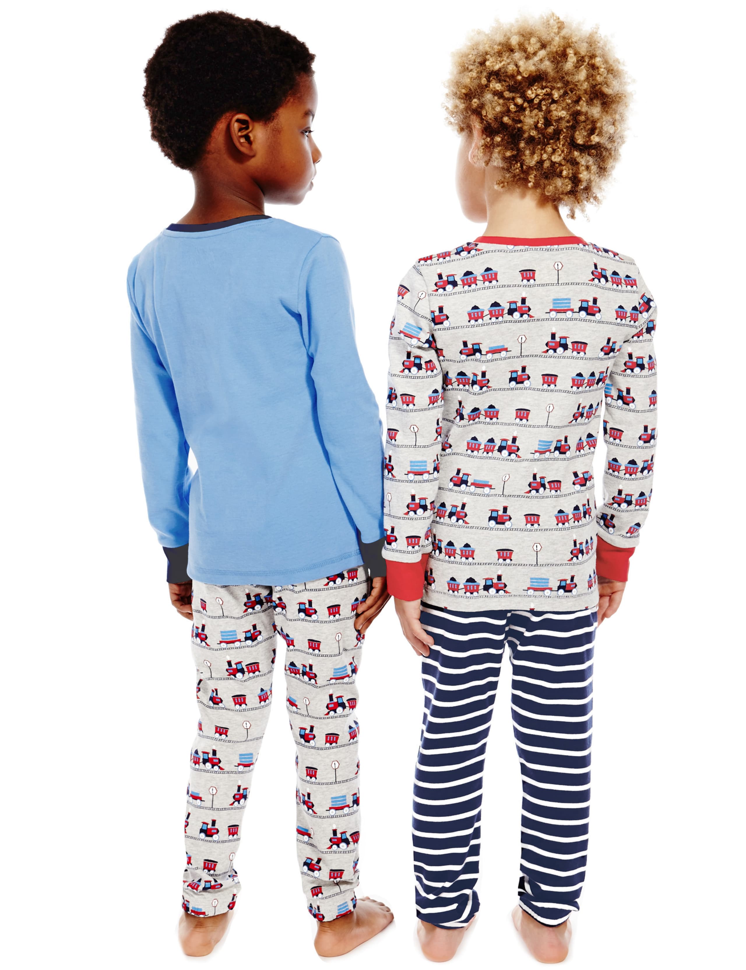 2 Pack Cotton Rich Stay Soft Train Print Pyjamas (1-7 Years) 3 of 4