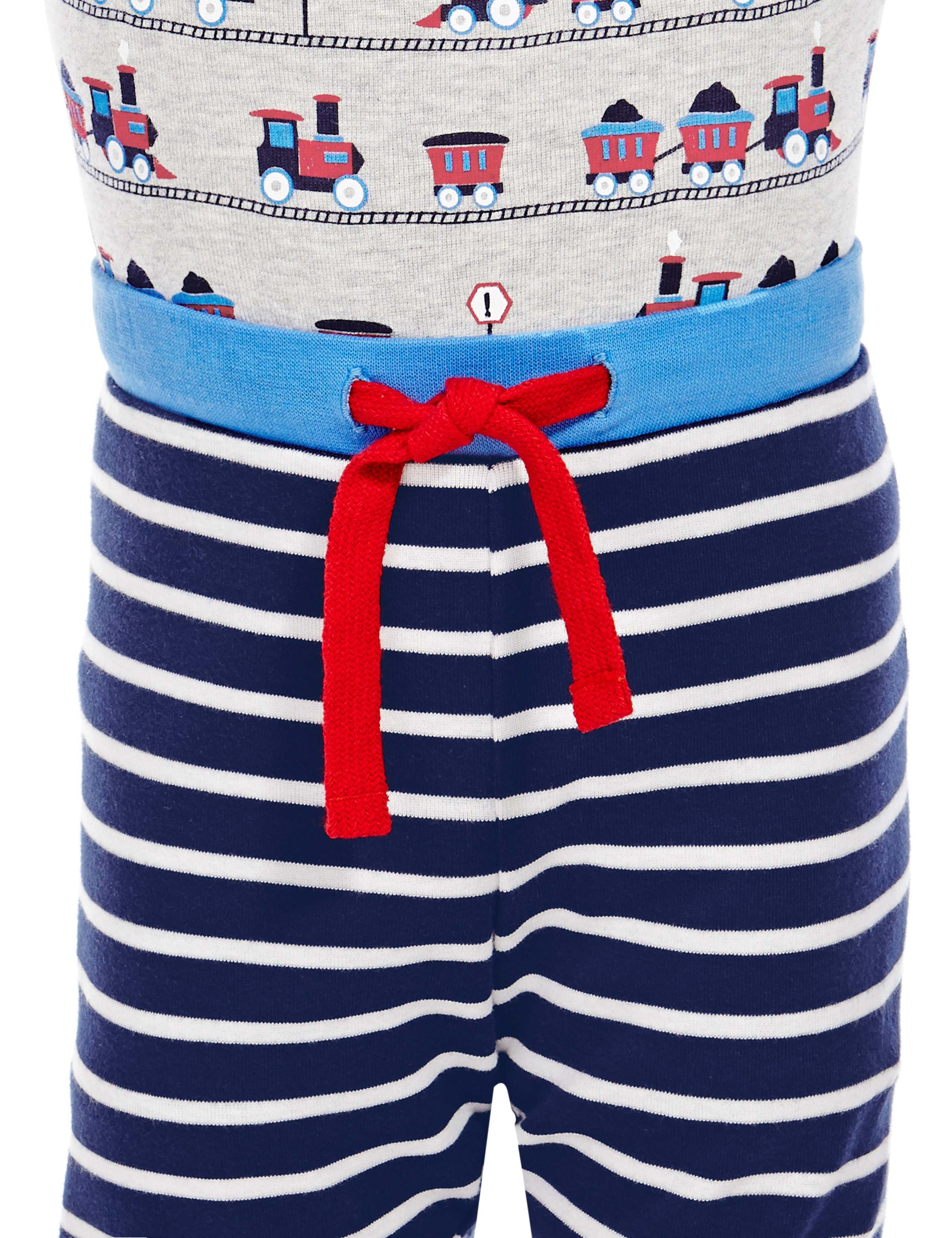 2 Pack Cotton Rich Stay Soft Train Print Pyjamas (1-7 Years) 4 of 4
