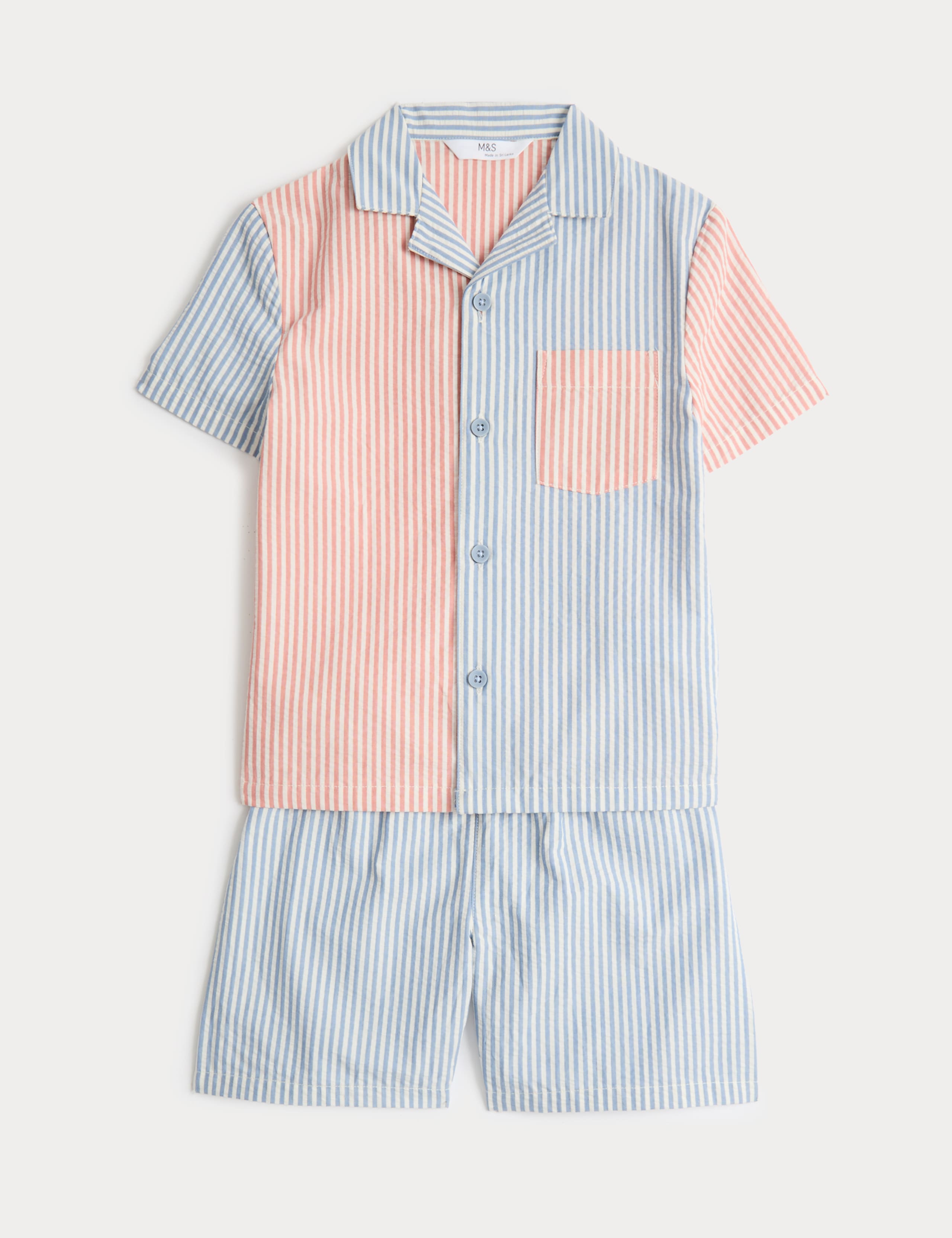 Pure Cotton Striped Woven Short Pyjamas (1-8 Yrs) 1 of 3