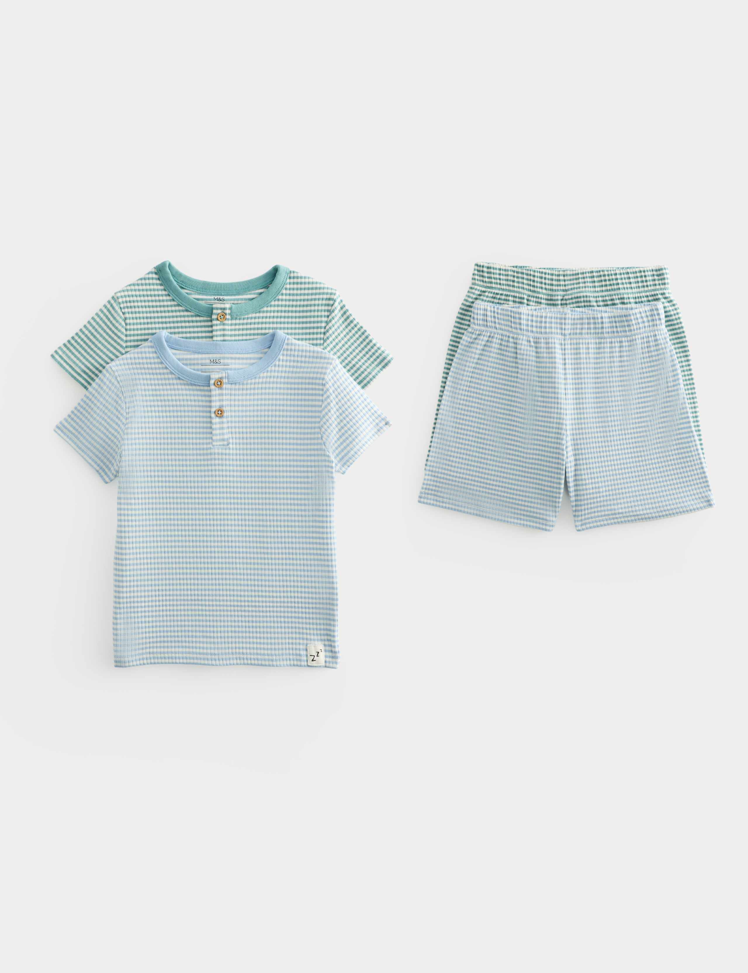 Kids' 2 Pack Striped Henley Pyjama Sets (9 Mths-8 Yrs) 1 of 1