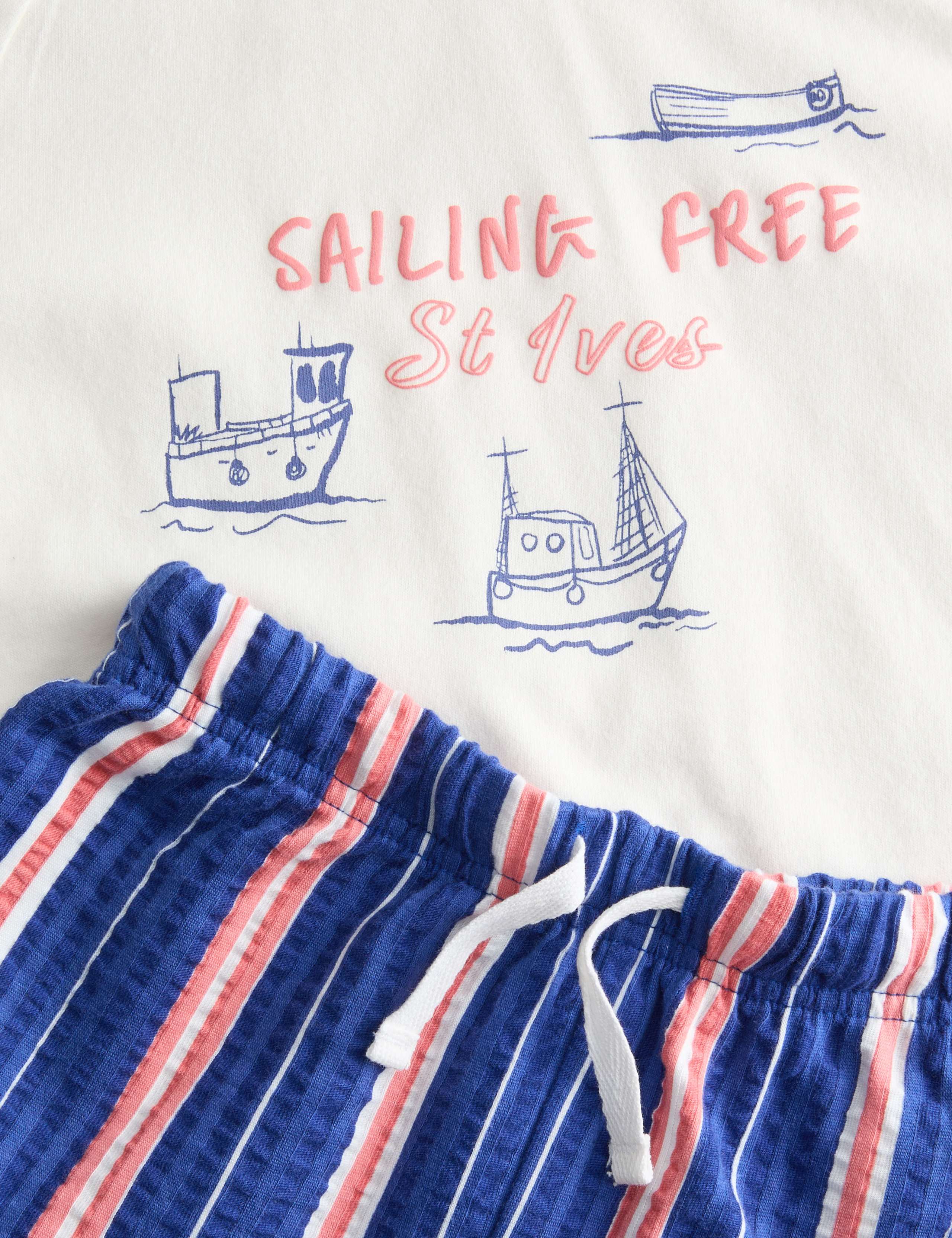 Pure Cotton Sailing Graphic Pyjamas (1-8 Yrs) 2 of 2