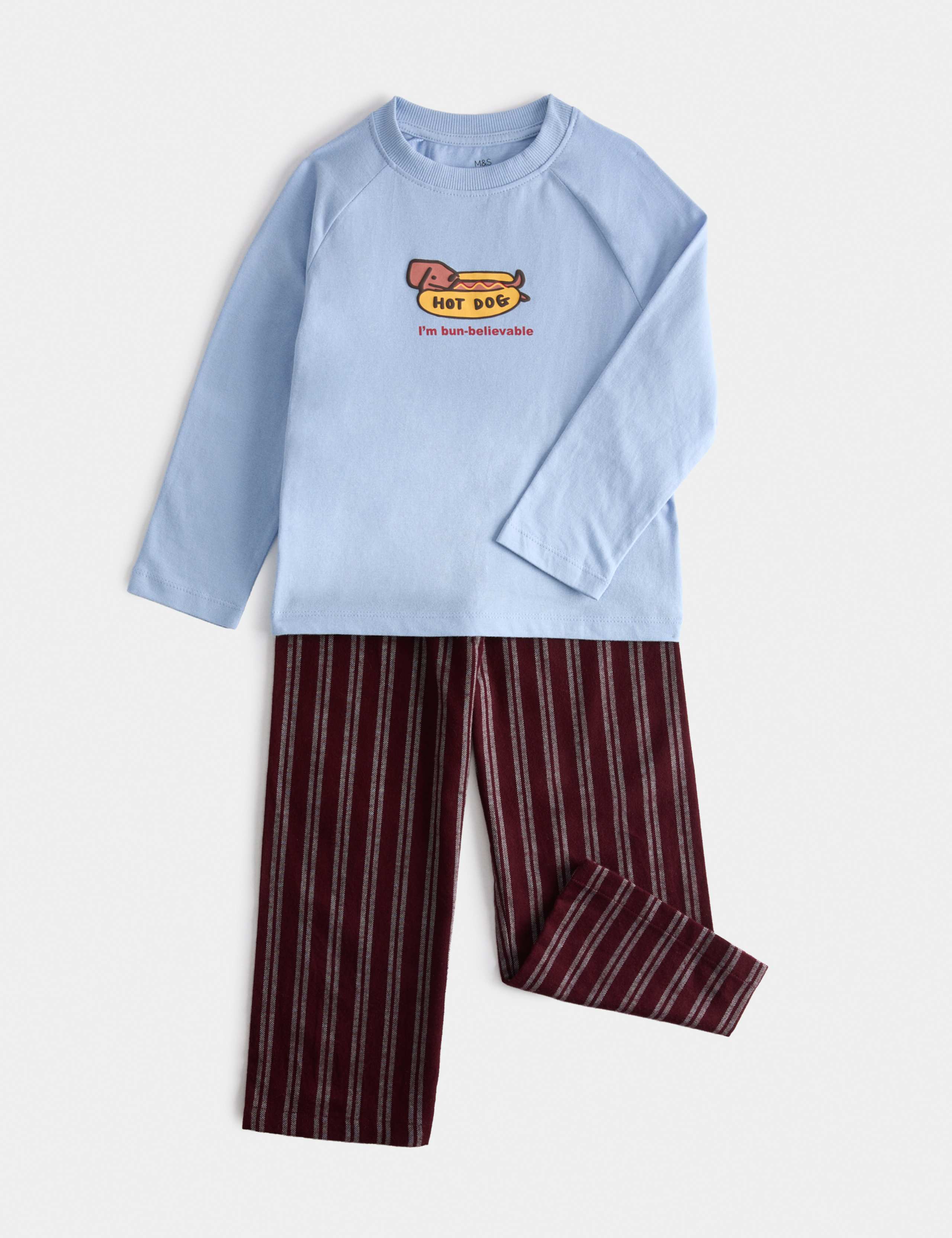 Pure Cotton Hot Dog Graphic Pyjamas (1-8 Yrs) 1 of 2